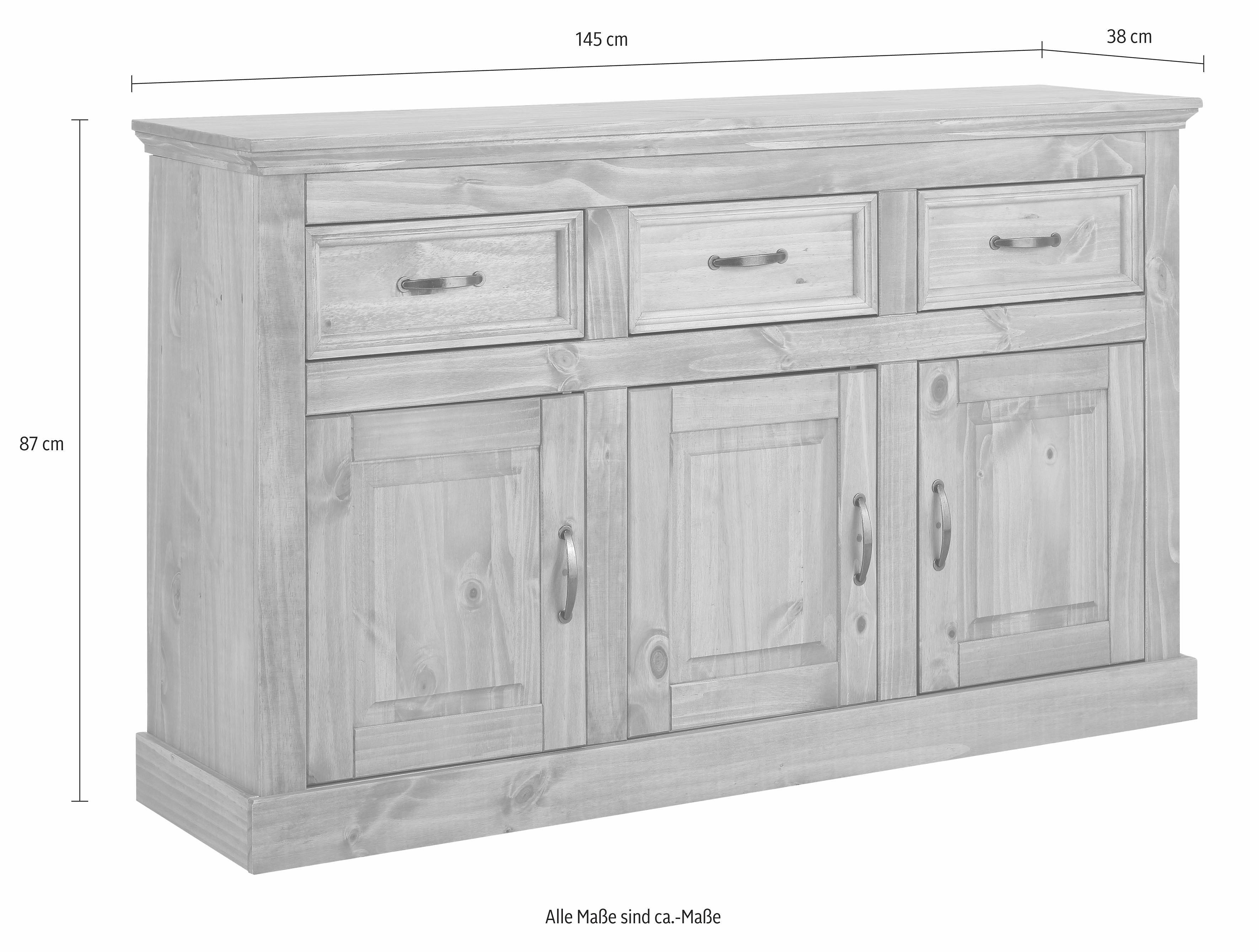 OTTO home Sideboard Selma, Kommode aus massivem Kiefernholz, Breite 145 cm