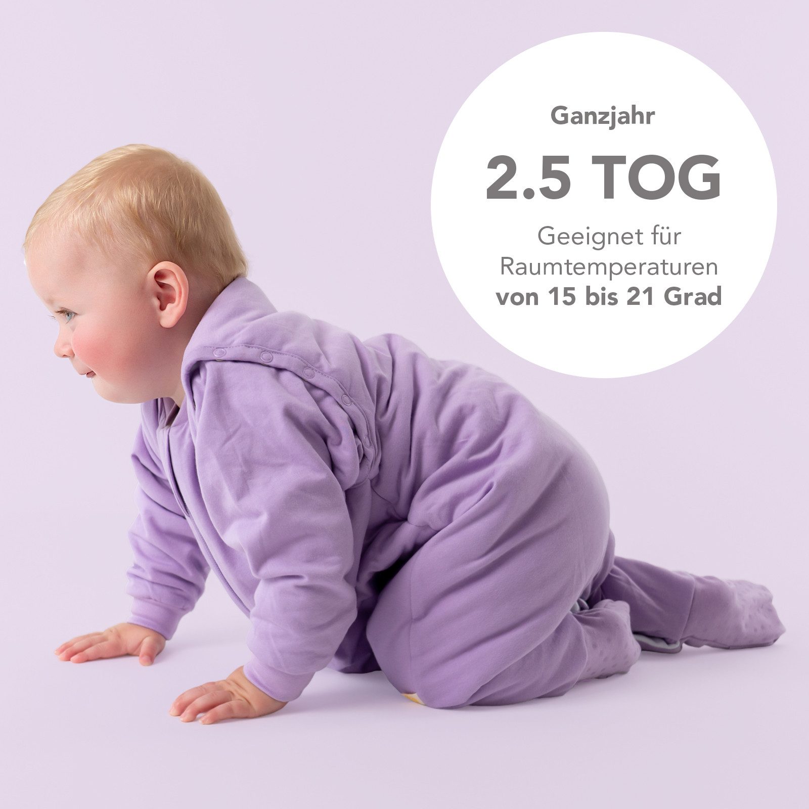 Schlummersack Kinderschlafsack Schlafsack mit Füßen und umklappbaren Bündchen, 2.5 Tog OEKO-TEX