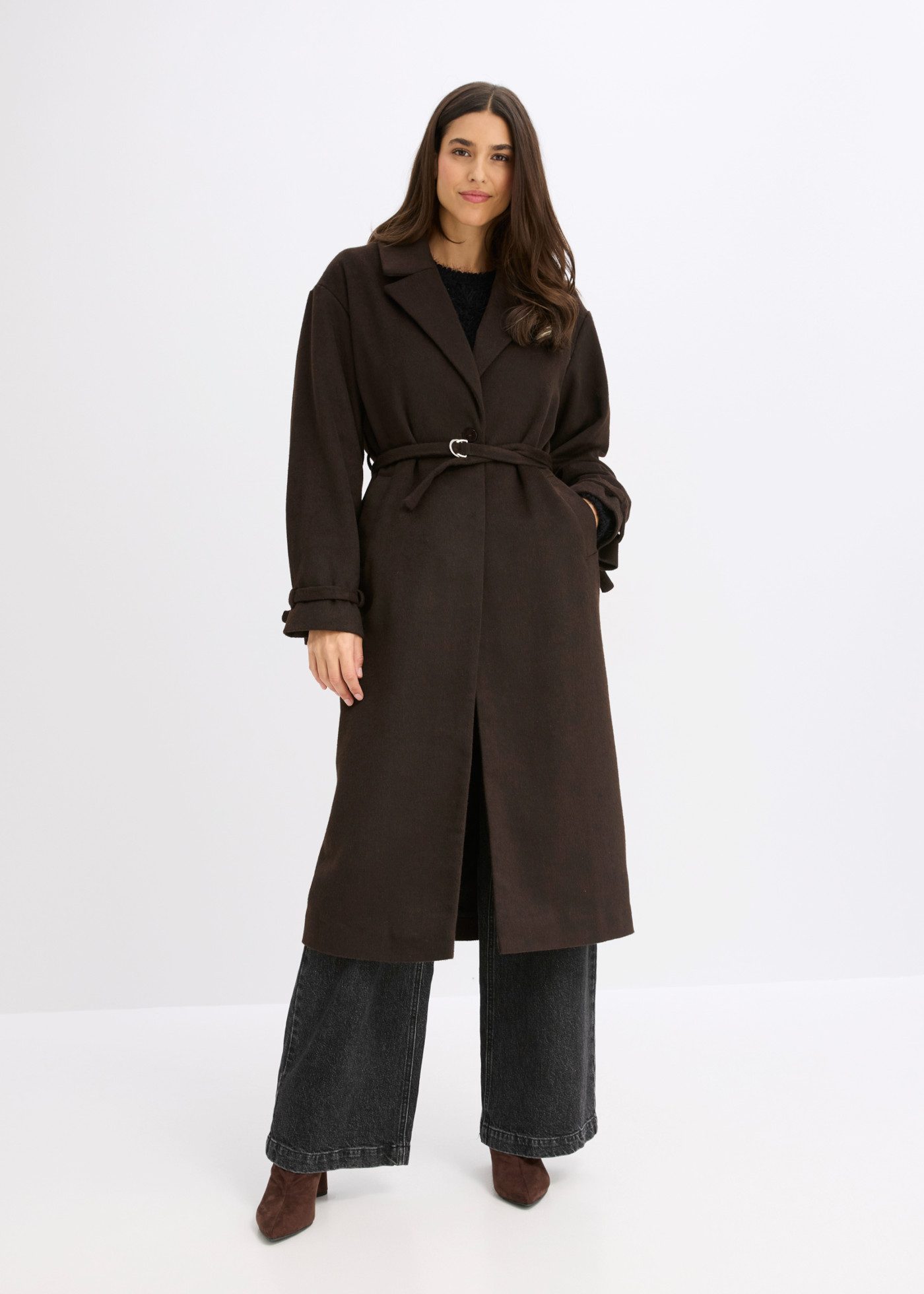 bonprix Wintermantel Oversize-Passform, mit Reverskragen, aus Polyester
