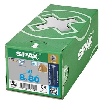 SPAX Spanplattenschraube Edelstahlschraube, (Edelstahl A2, 50 St), 8x80 mm