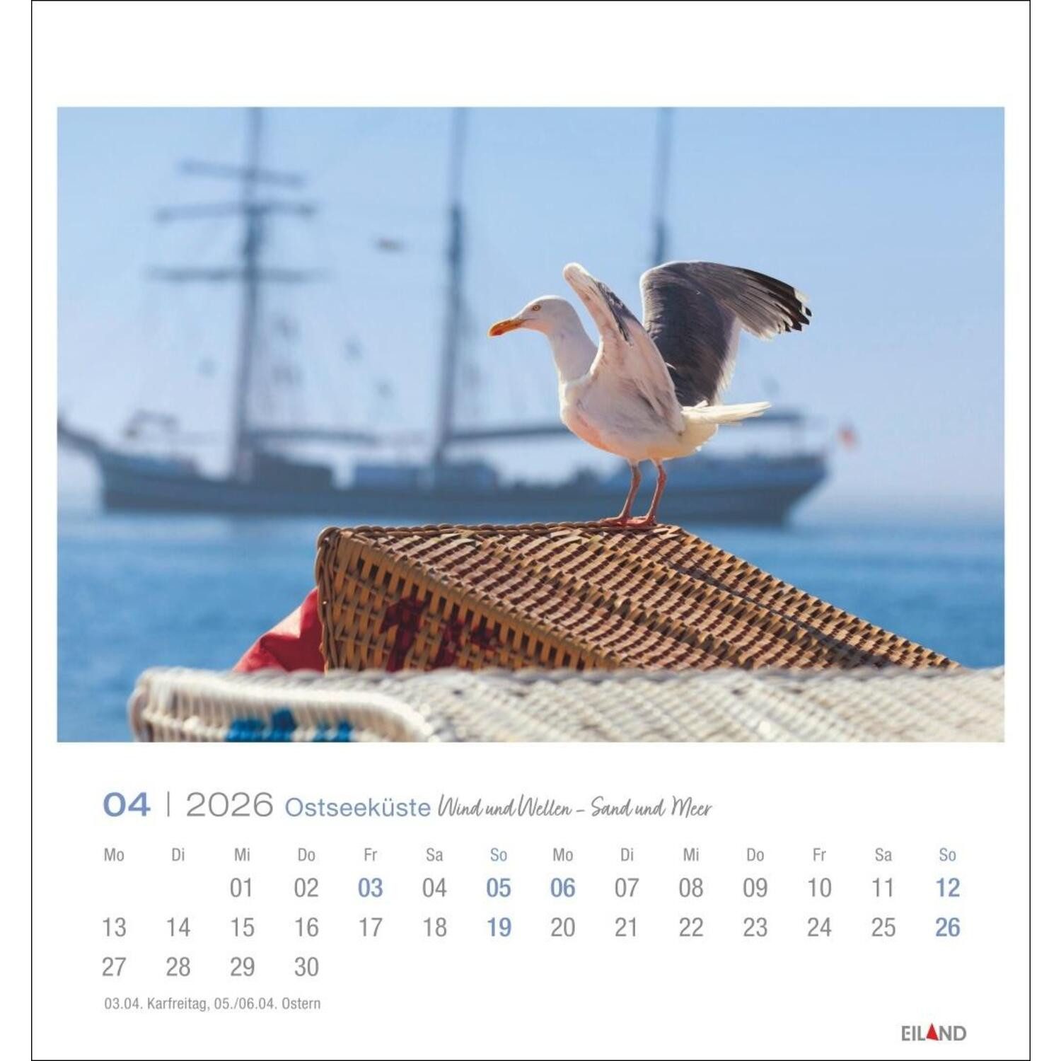 Wandkalender Ostseeküste Postkartenkalender 2026 - Wind und Wellen - Sand und Meer