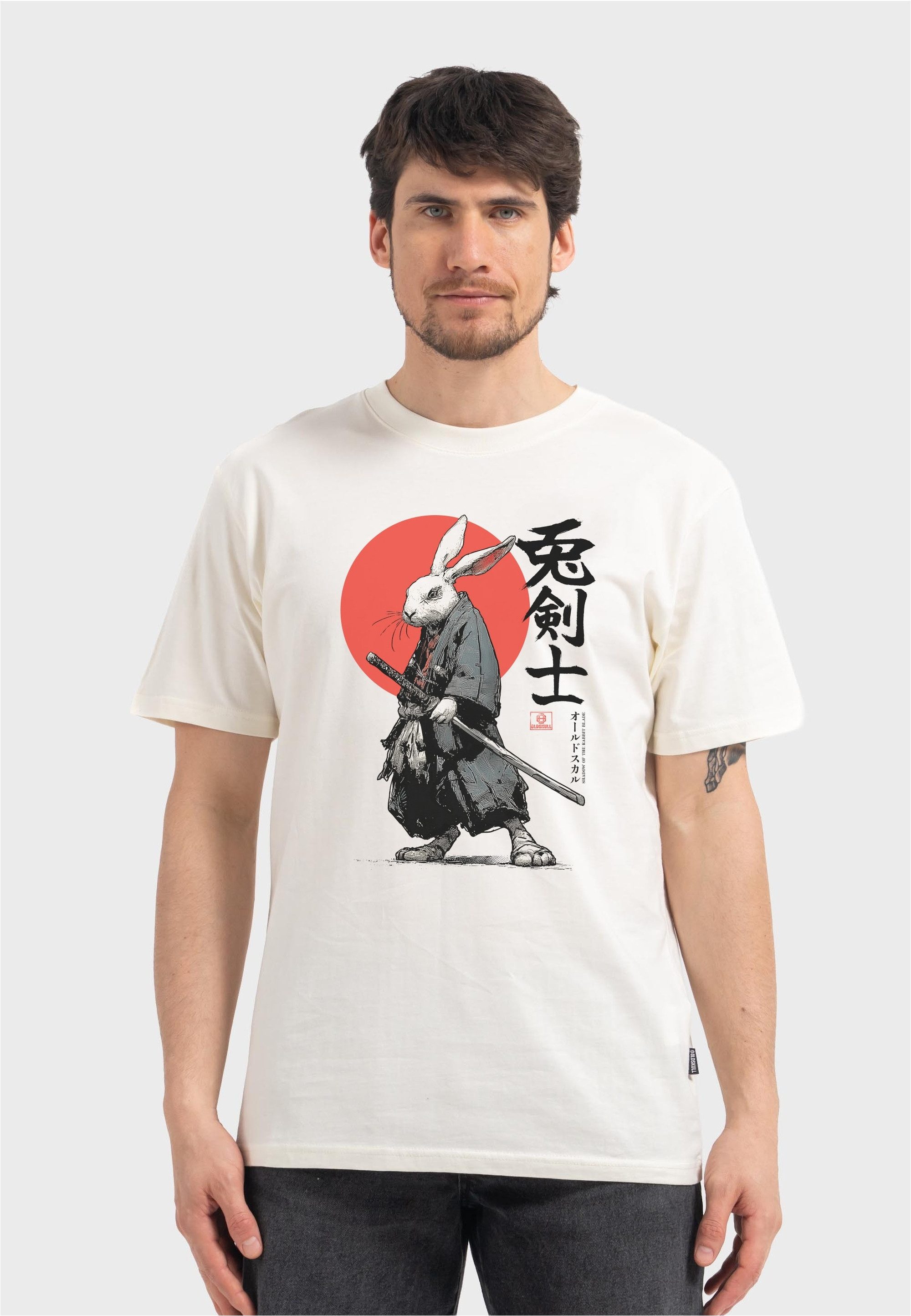 Oldskull T-Shirt Asian Samurai Rabbit Graphic mit großem Fotodruck