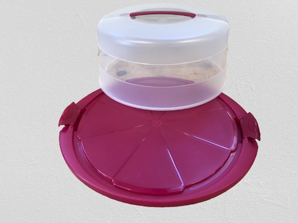 Lomatek Tortenglocke Hohe Tortenglocke mit Haube und Griff himbeere/transparent 38x33cm