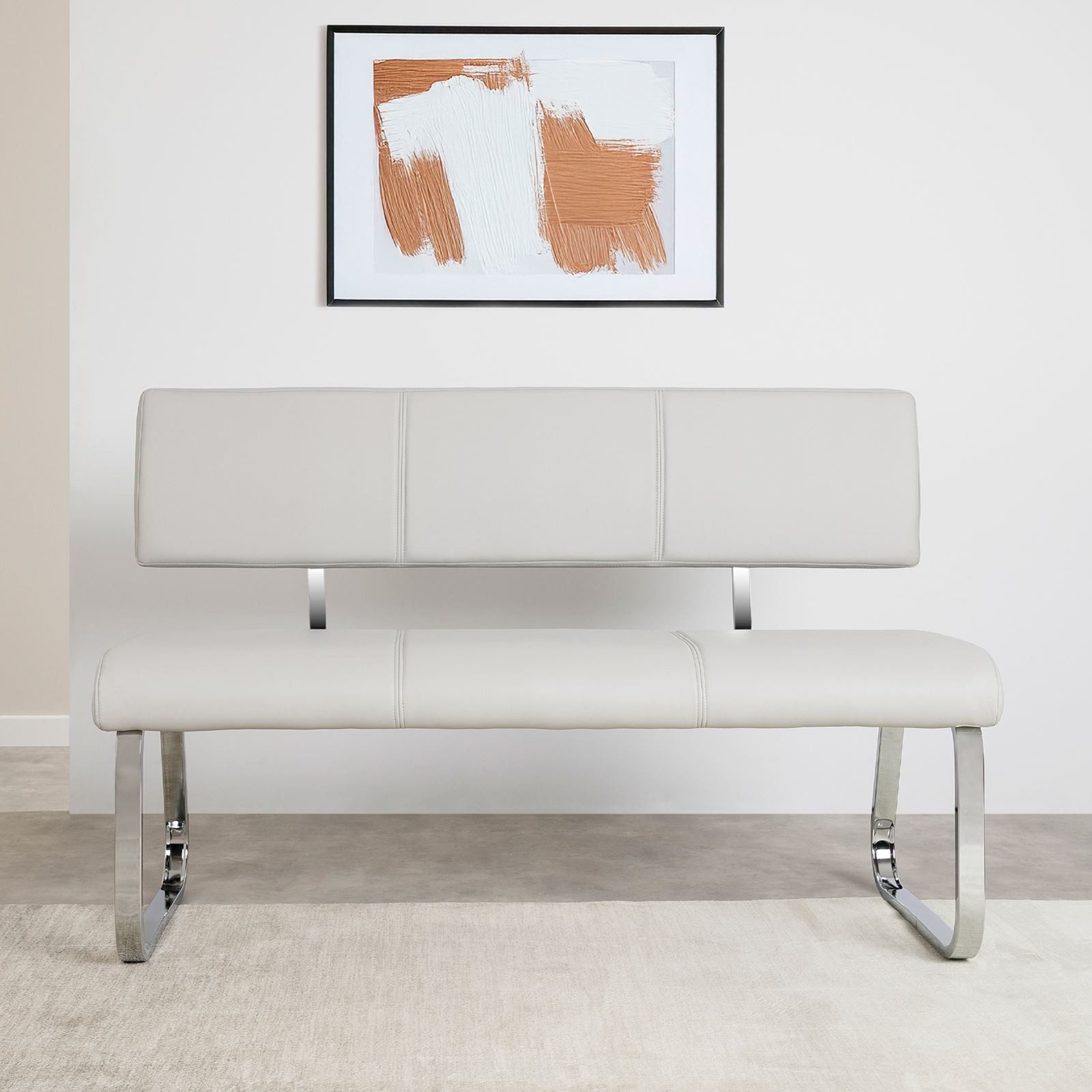 IDIMEX Essbank VILAS, Essbank mit Rückenlehne gepolstert für 3 Personen, Kunstleder hellgrau