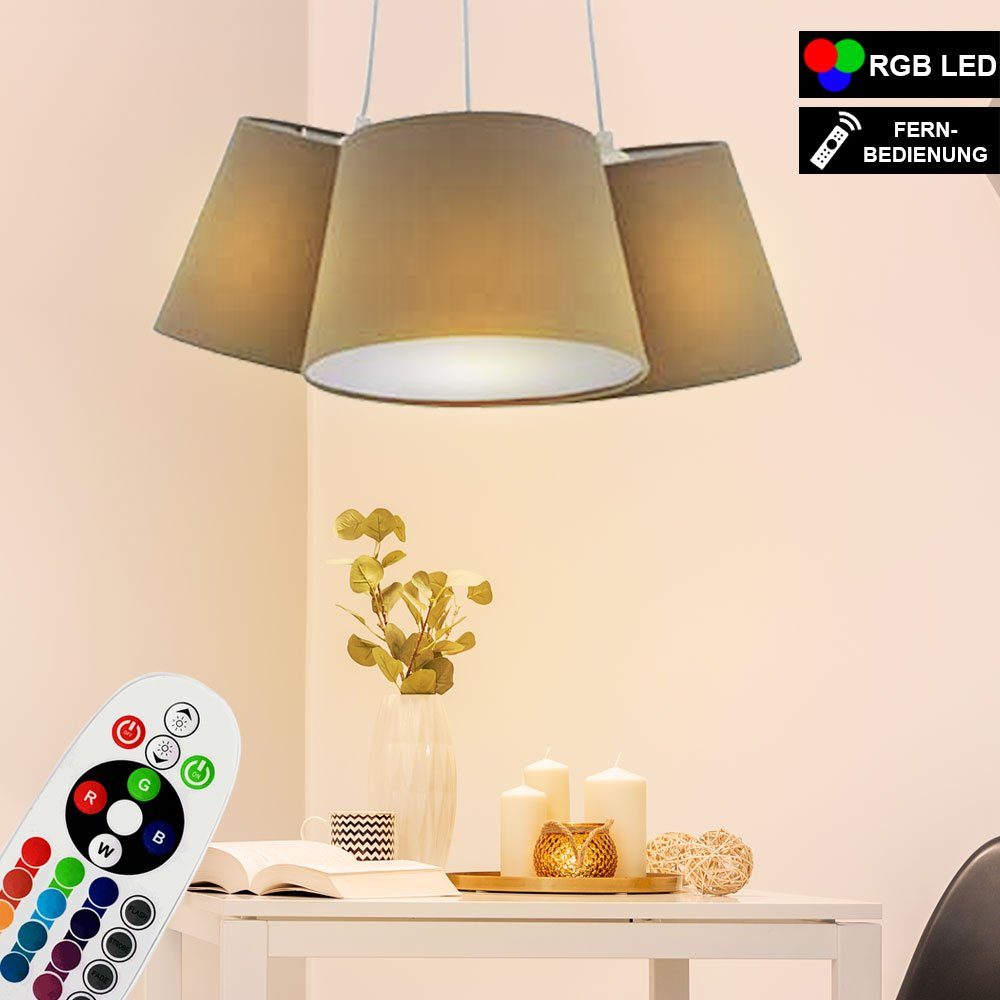 etc-shop LED Pendelleuchte, Leuchtmittel inklusive, Warmweiß, Farbwechsel, Pendel Leuchte Ess Zimmer Hänge Decken Lampe FERNBEDIENUNG im Set | Pendelleuchten