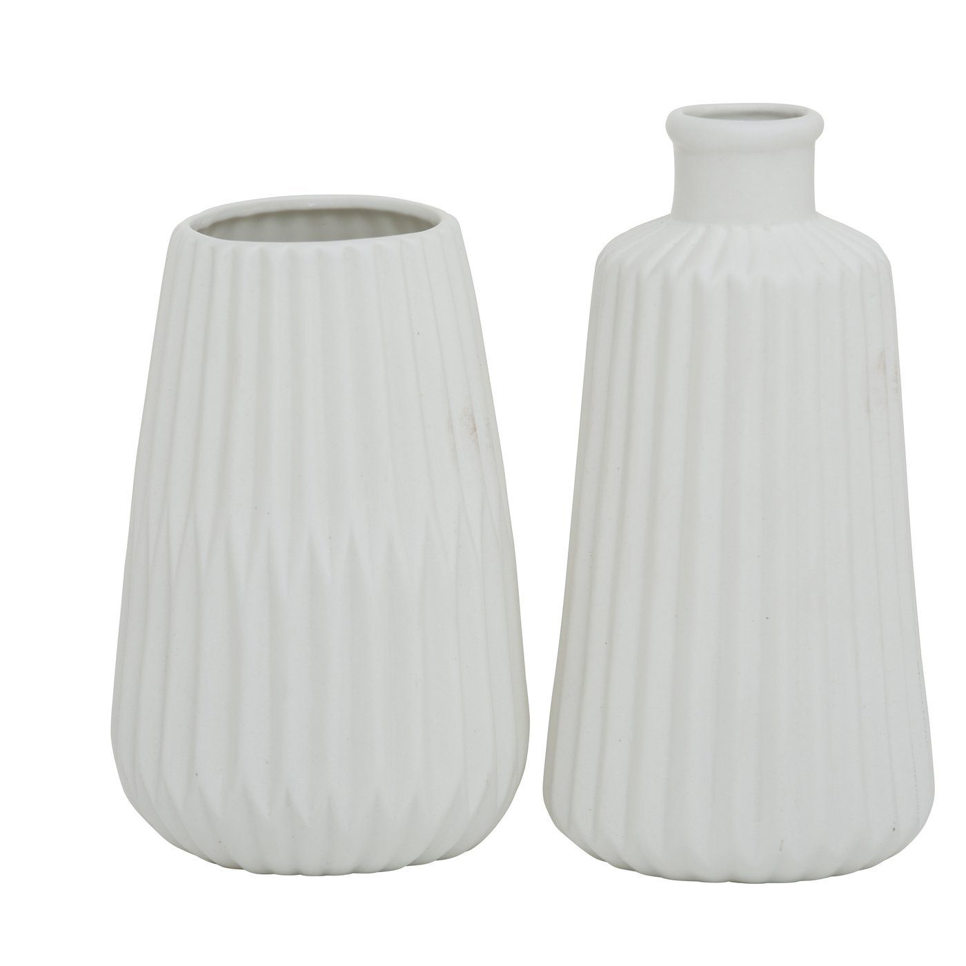 ReWu Dekovase Deko Vase im 2er Set aus Keramik Mattes Design Weiß
