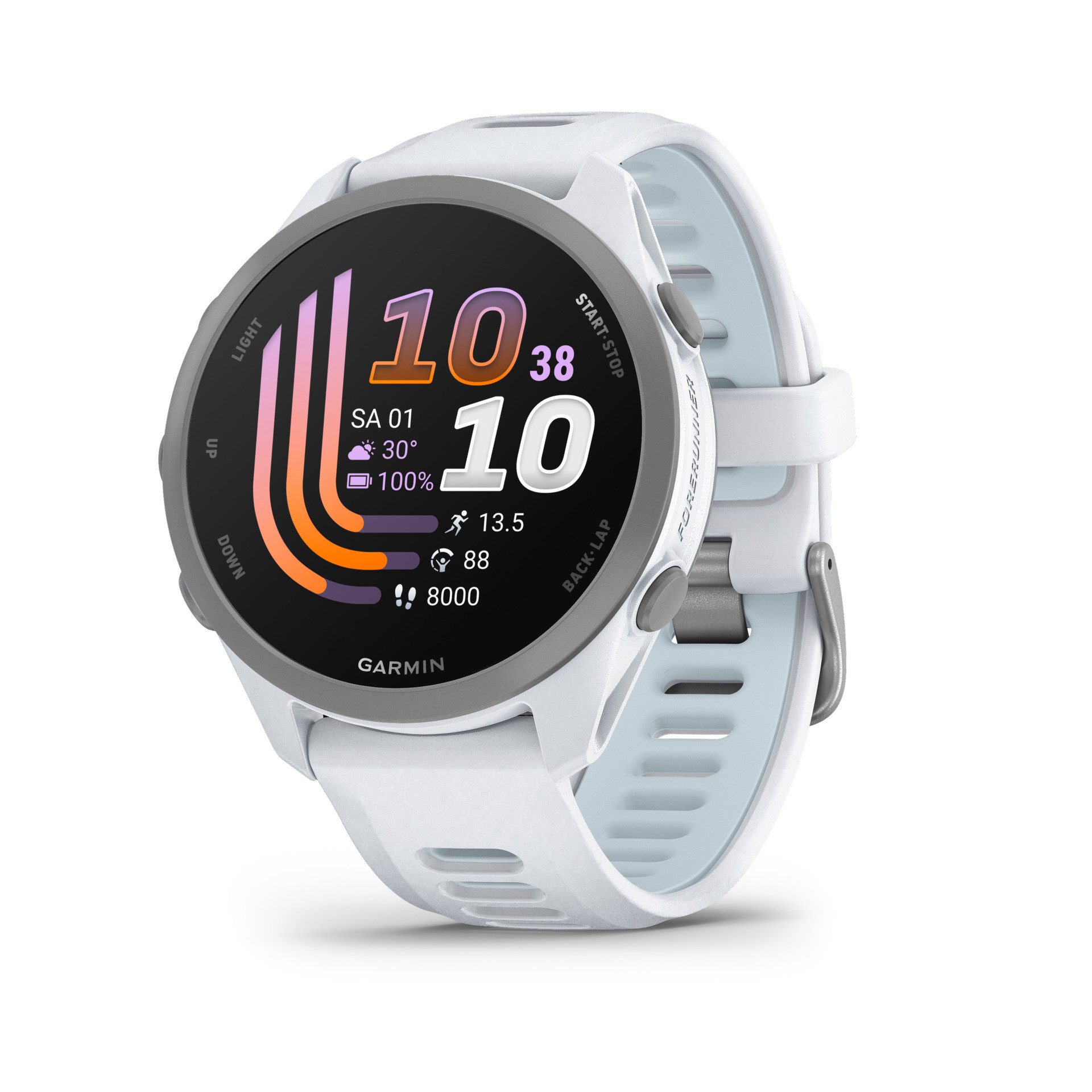 Garmin Forerunner 170 mit Silikonarmband 20 mm Smartwatch (3,048 cm/1,2 Zoll), Smarte GPS-Laufuhr für deinen Laufeinstieg
