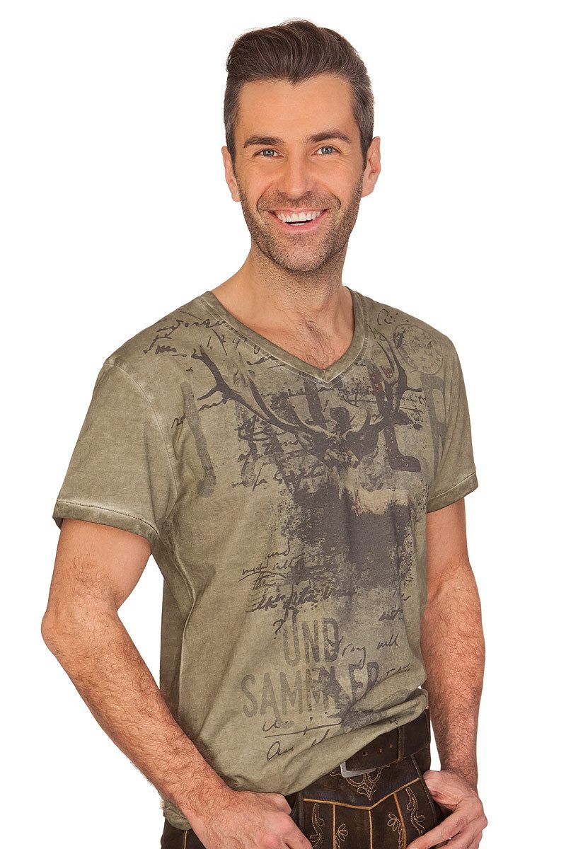 KRÜGER BUAM Trachtenshirt Trachtenshirt Herren - PIRSCH - oliv