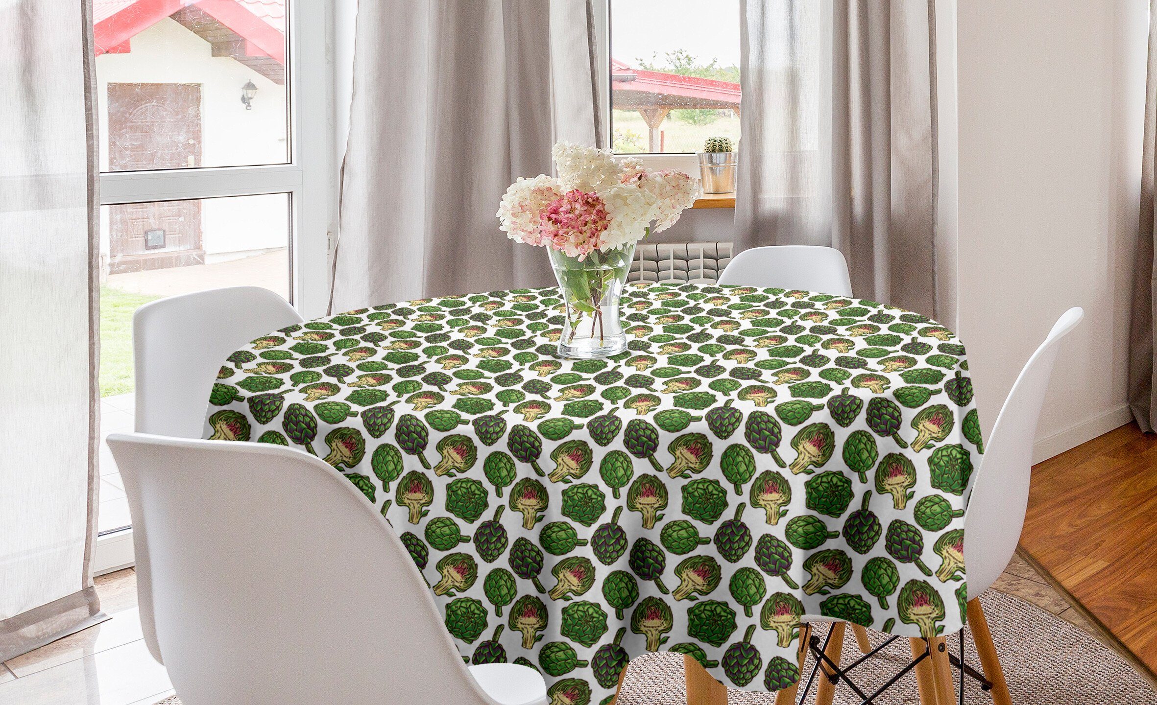 Abakuhaus Tischdecke Kreis Tischdecke Abdeckung für Esszimmer Küche Dekoration, Artischocke Gesunde Nahrungsmittel Natürliche