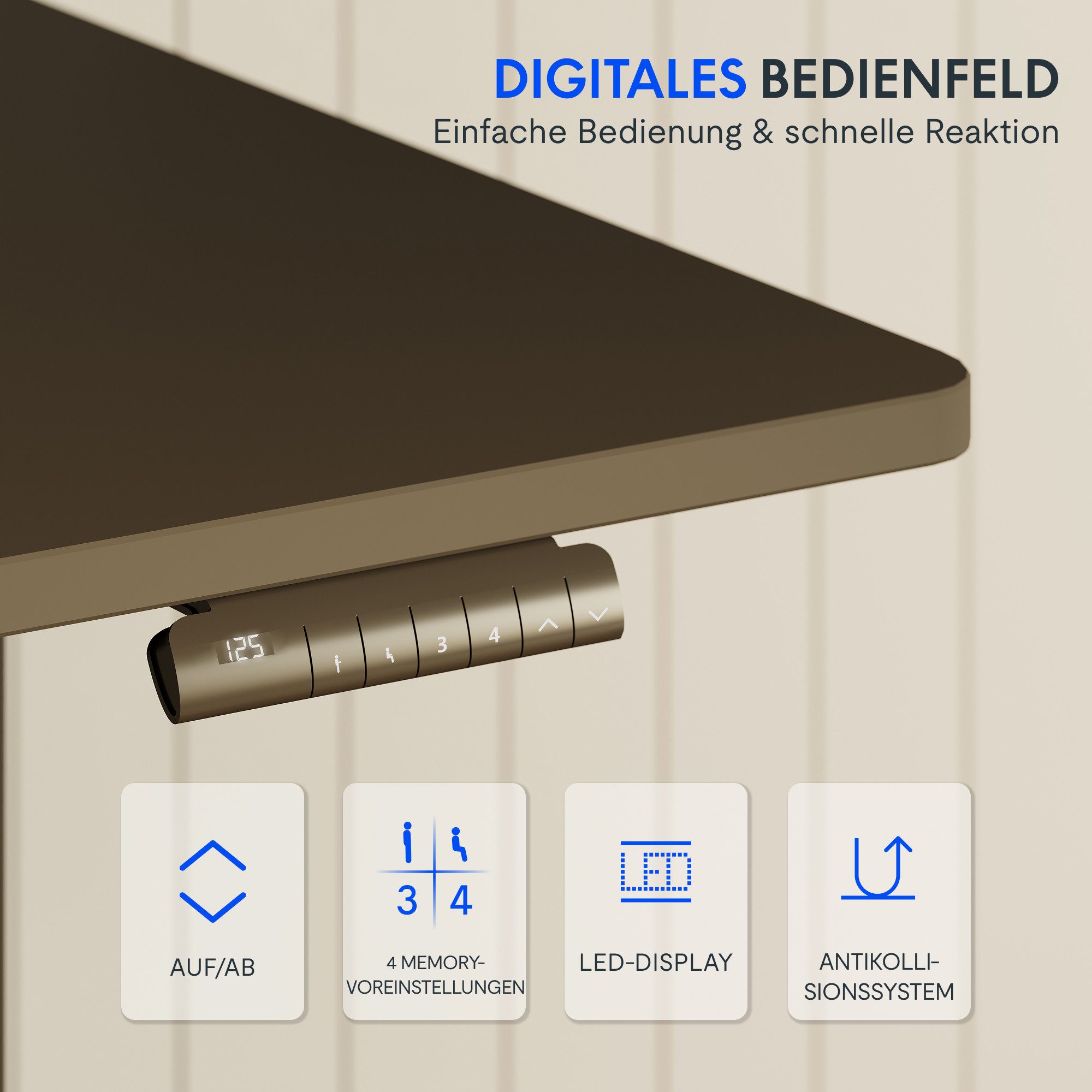 FLEXISPOT Schreibtisch Elektrisch Höhenverstellbarer Schreibtisch EC5 LITE mit Dualmotor (25MM einteiliger Tischplatte & 3-fach Teleskop, 4 Speicherhöhen & Anti – Bild 5 von 5