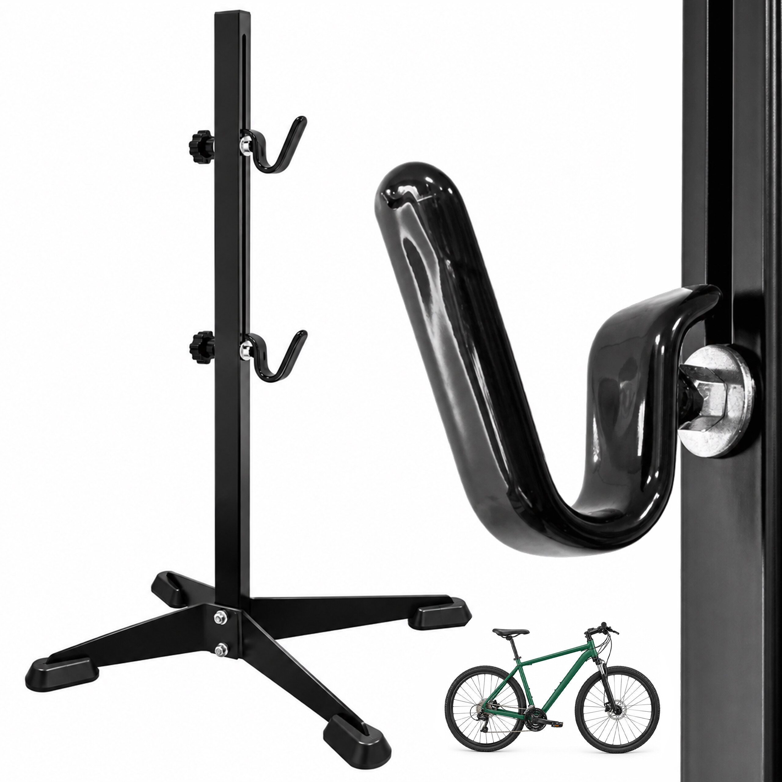relaxdays Fahrrad-Montageständer Fahrradständer verstellbar Gummihaken (1-tlg)