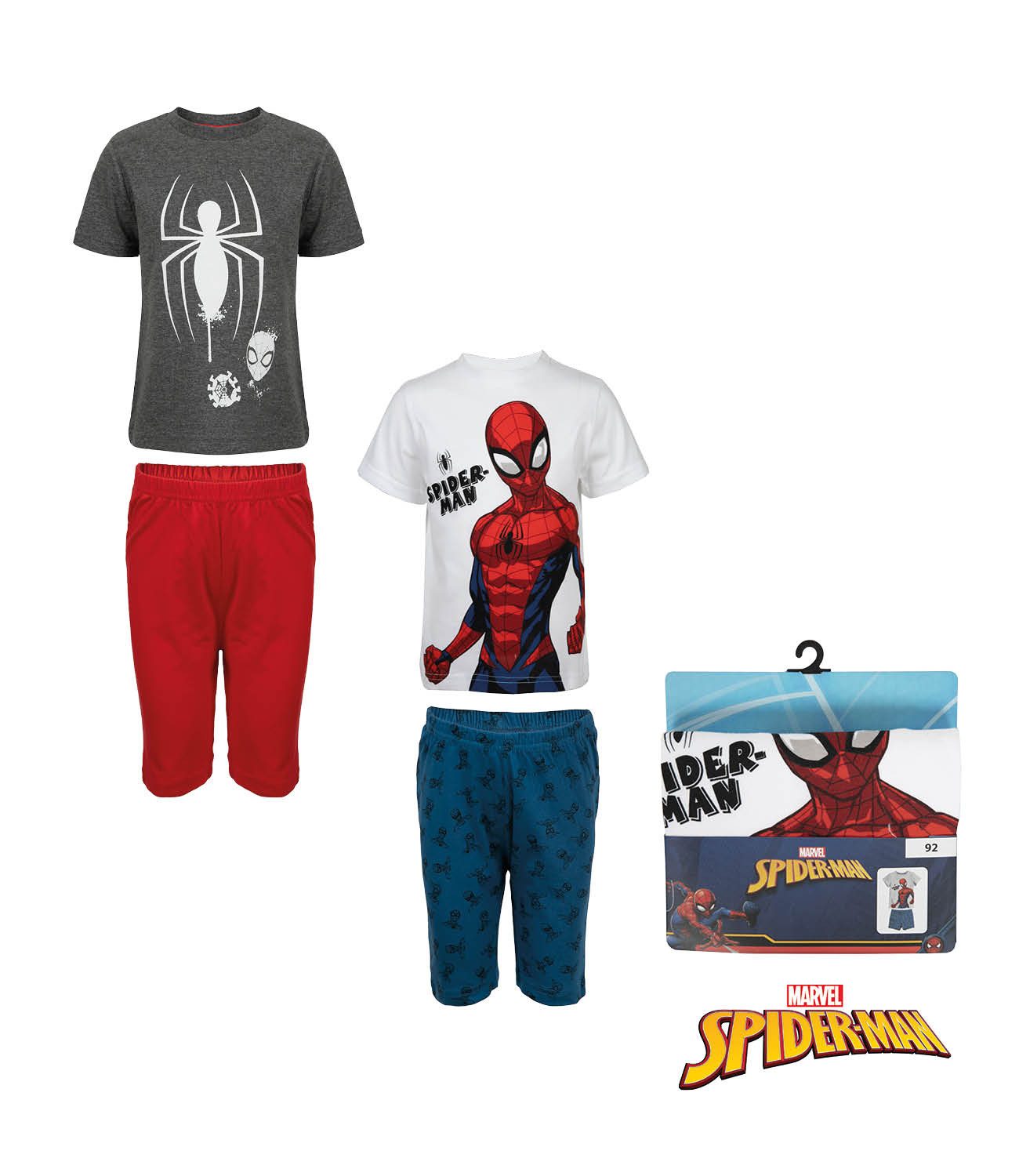 Spiderman Pyjama 2x Spiderman Jungen kurzer Pyjama Schlafanzug 2 - 8 Jahre