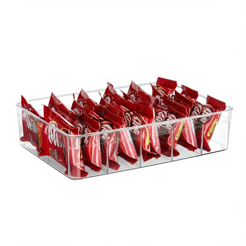 ogoPLUS Küchenorganizer-Set 4 Stück 5 Fächer Kühlschrank Organizer Größe L - BPA-Frei, (Ideal auch für Büro, Bad, Vorratsbox im Schrank, BPA frei), zur optimalen Platznutzung, Bürobedarf, Kosmetik, Pflegeprodukte