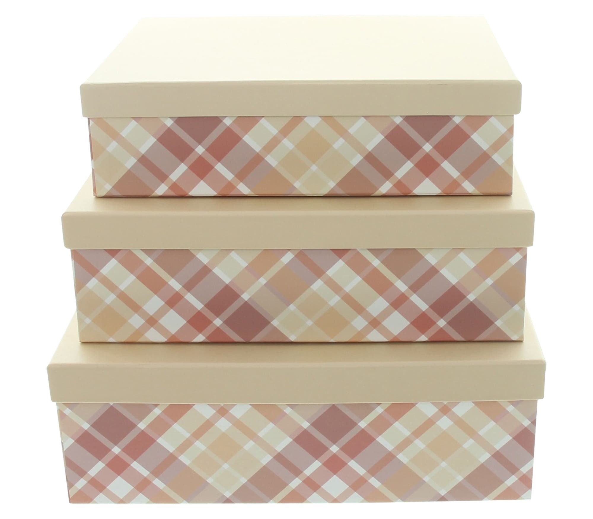 Dekoleidenschaft Aufbewahrungsbox mit Deckel "Kariert" Geschenkboxen Set, Papier Fotobox, Geschenkkiste (3 St., im Set)