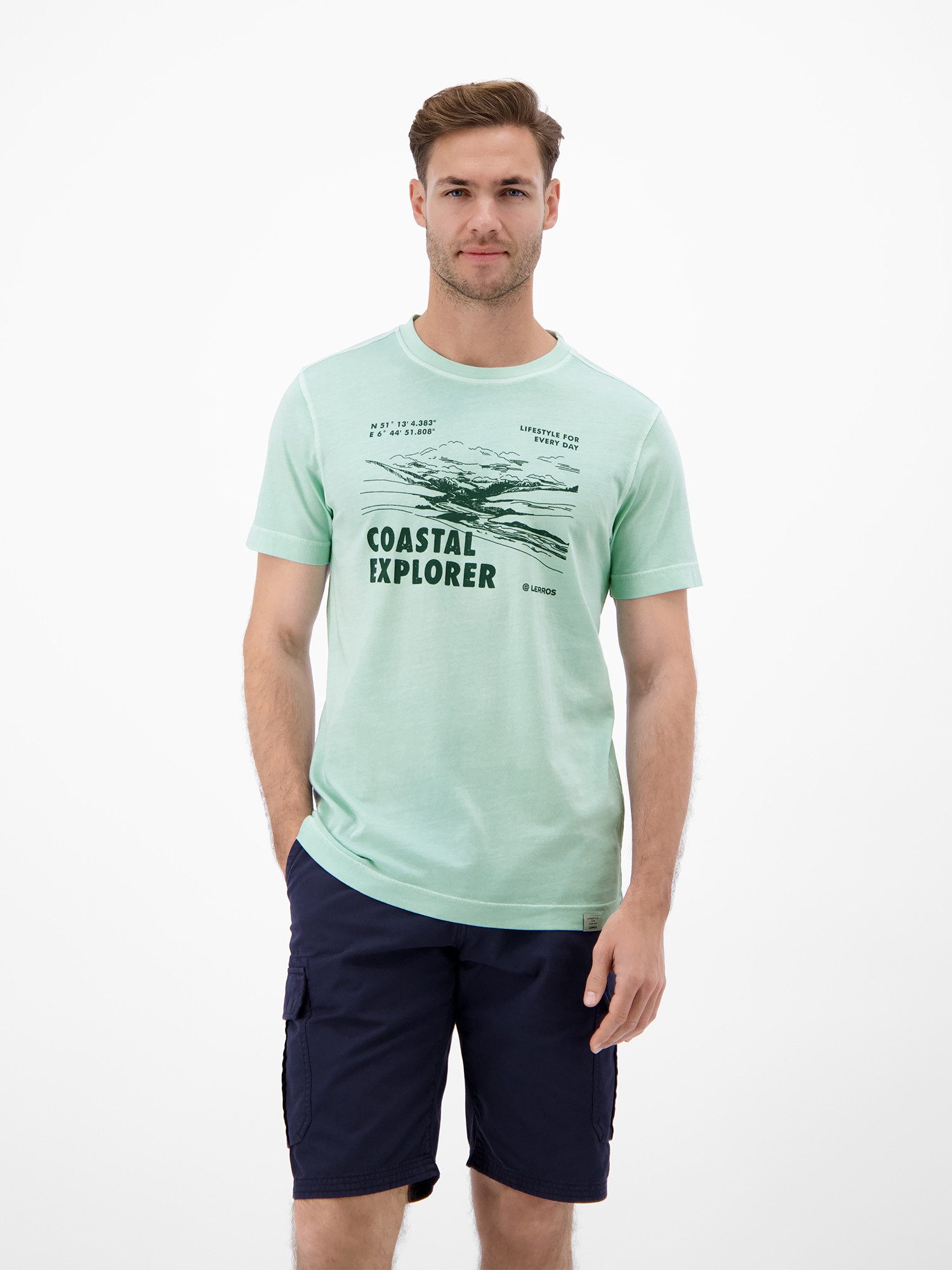 LERROS T-Shirt T-Shirt mit O-Neck und Frontprint