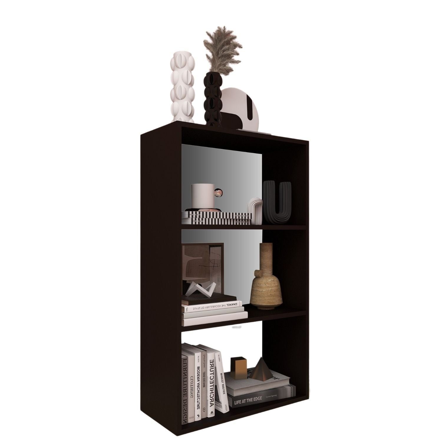 Coemo Standregal DELTA-3, Schwarz Bücherregal 65x25x110 cm MDF Regal Aktenregal kombinierbar