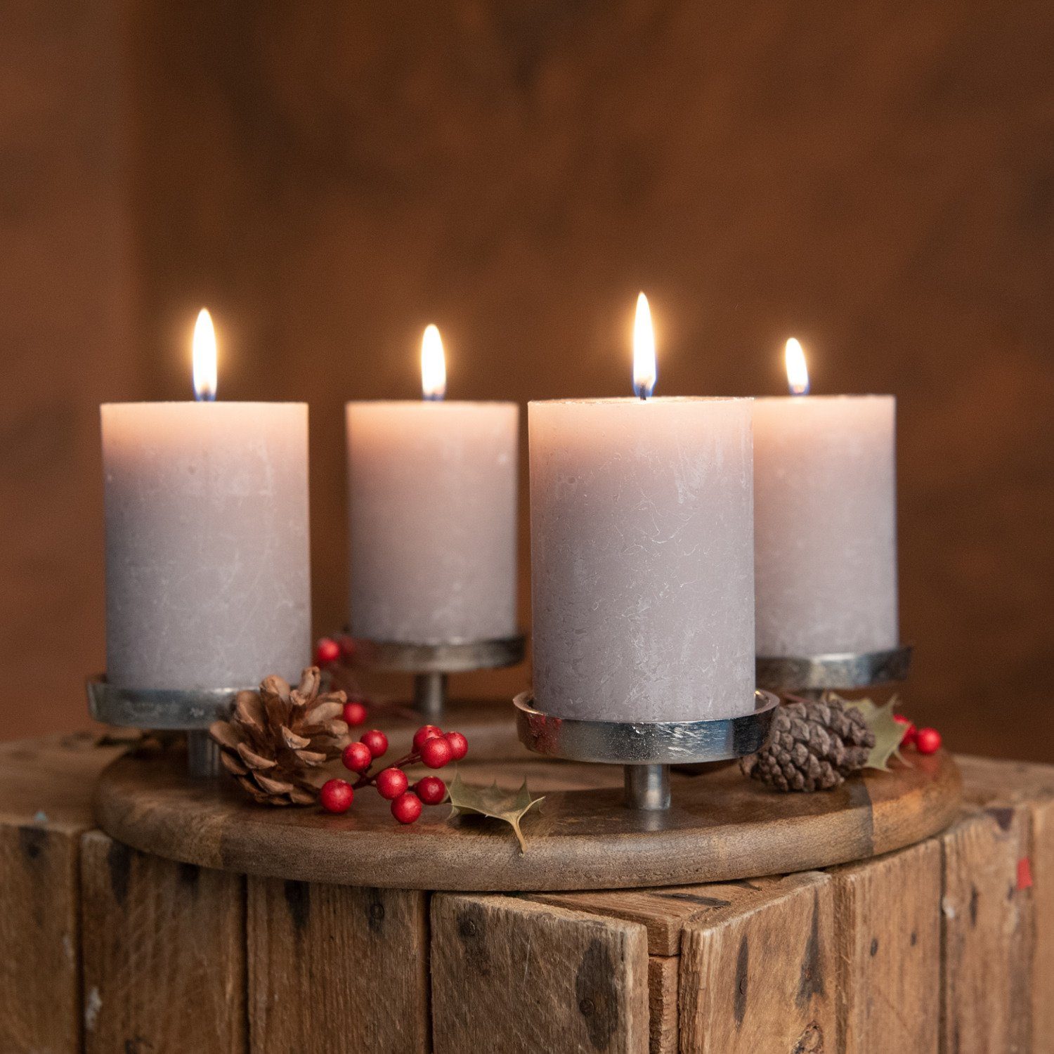 Kerzenhalter Rund Adventskranz Kamelio Weihnachtskranz Kerzenständer Advent 30cm Holz