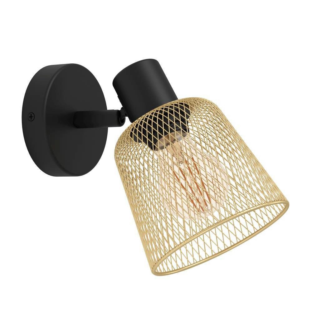 EGLO Deckenspot COSLADA Wandstrahler, Stahl, E27, Wohnzimmerlampe, Flurlampe, Lampe, ohne Leuchtmittel, Spot, L13 x H20 x AL17 cm, schwarz, 1X40W exkl.