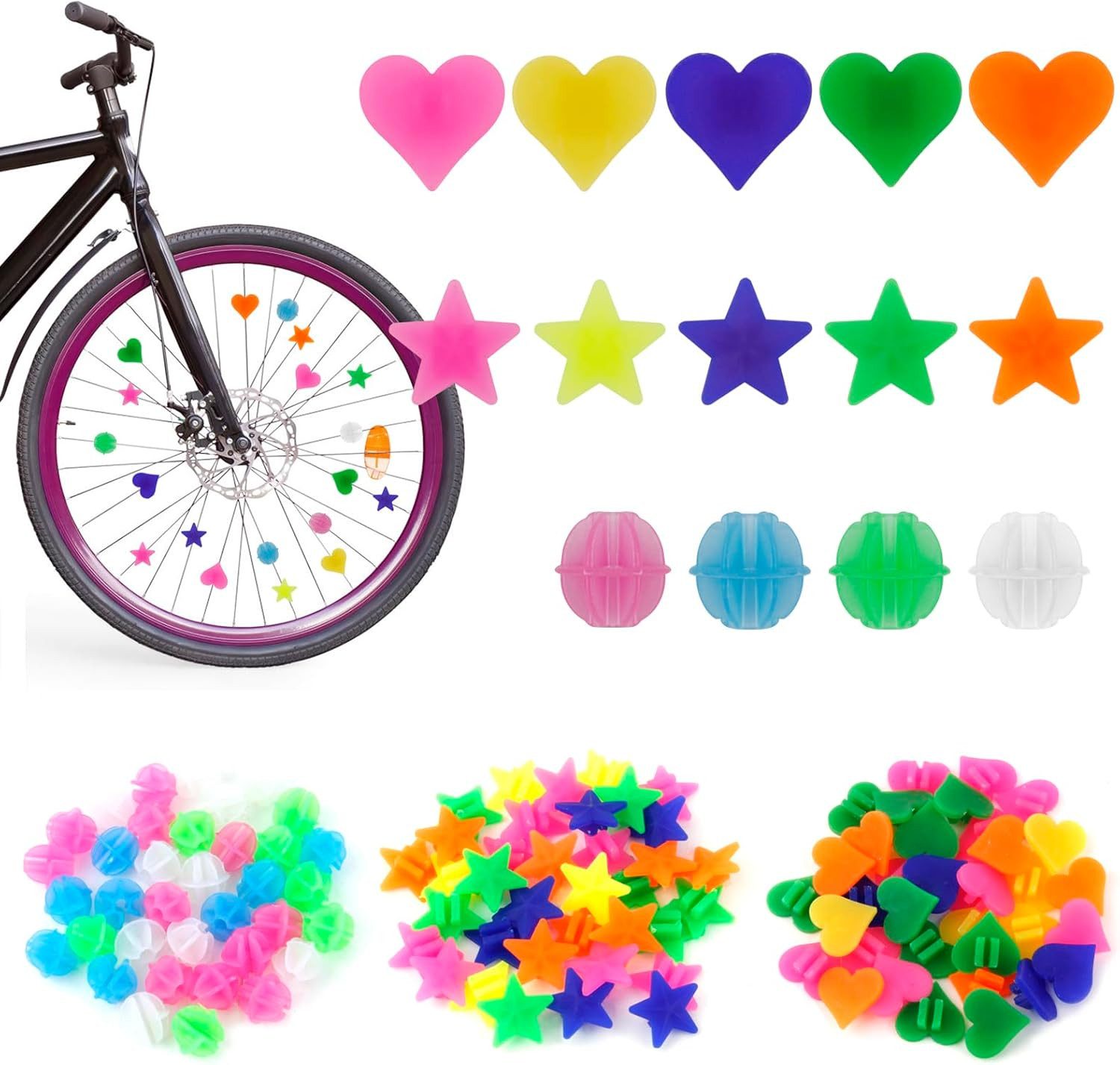 Fahrradklingel 210 Fahrrad Speichenperlen Bunt Reflektierend Kinder Deko Set