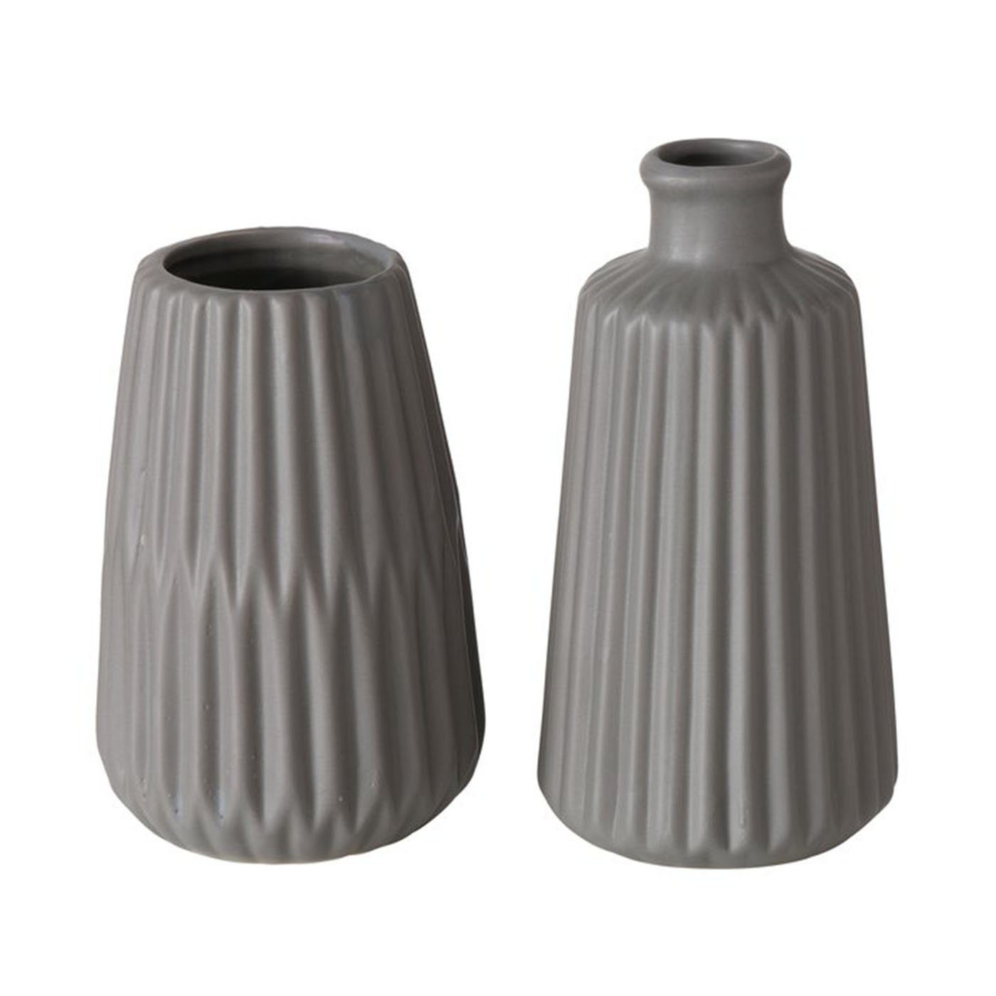 BOLTZE Tischvase im Design- Set aus Grau Mattes 2er Deko Keramik Vase
