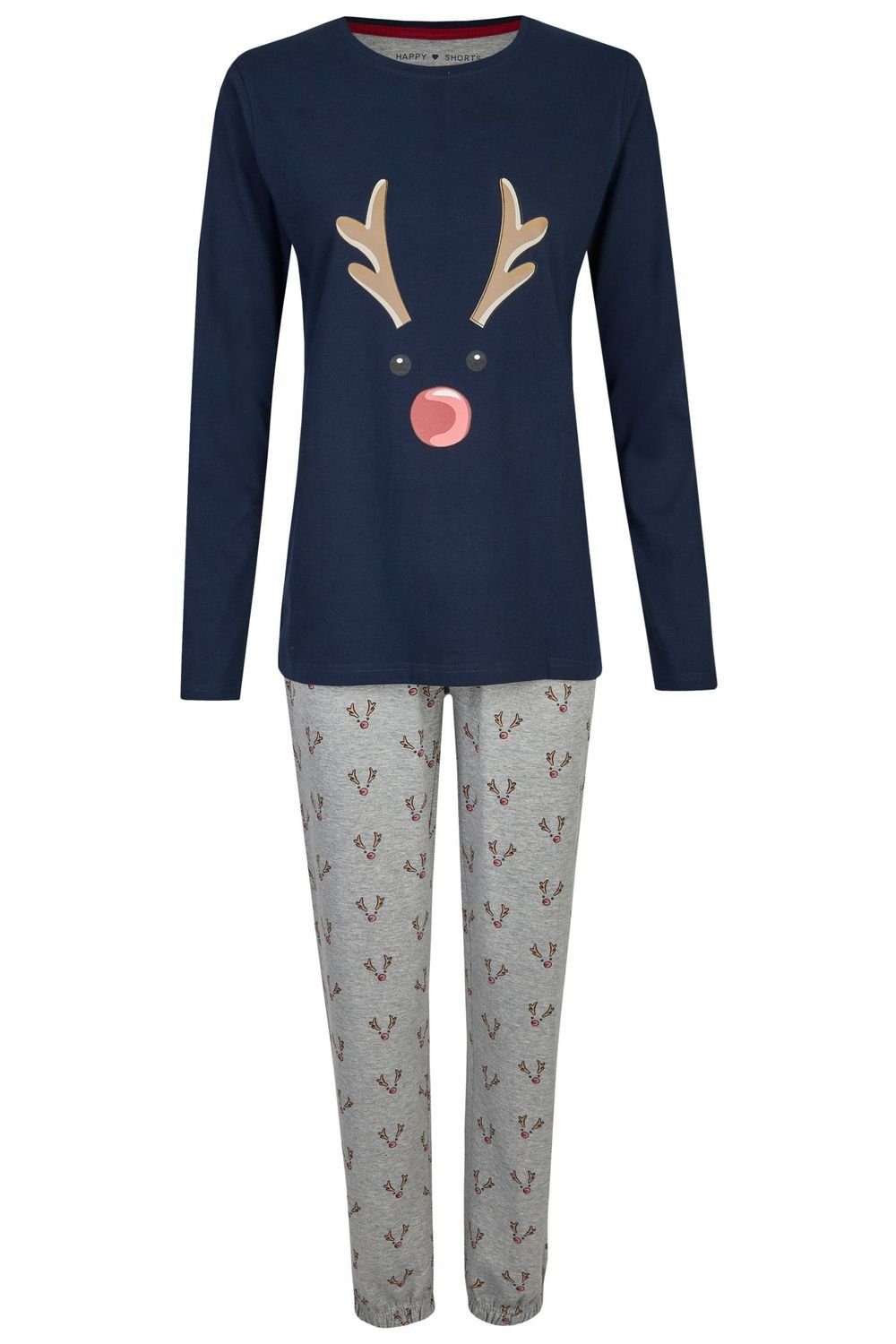 HAPPY SHORTS Reindeer Damen Rentier Homewear Sleepwear - Shorts Pyjama Happy Pyjama Schlafanzug