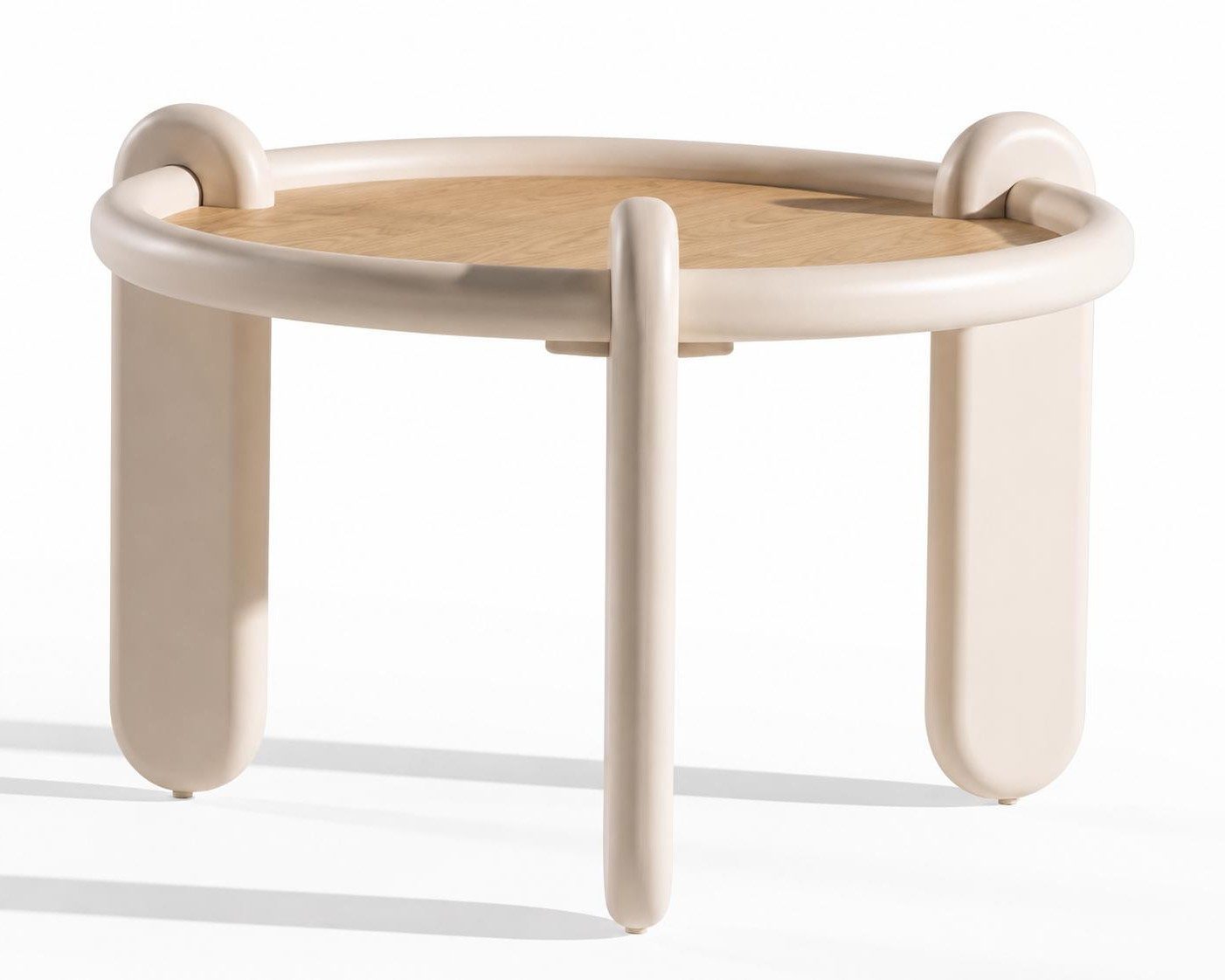Xlmoebel Beistelltisch Zwei moderne runde Beistelltische in Beige für das Wohnzimmer (Beistelltisch-Set, 2er-Set), Made in Europa