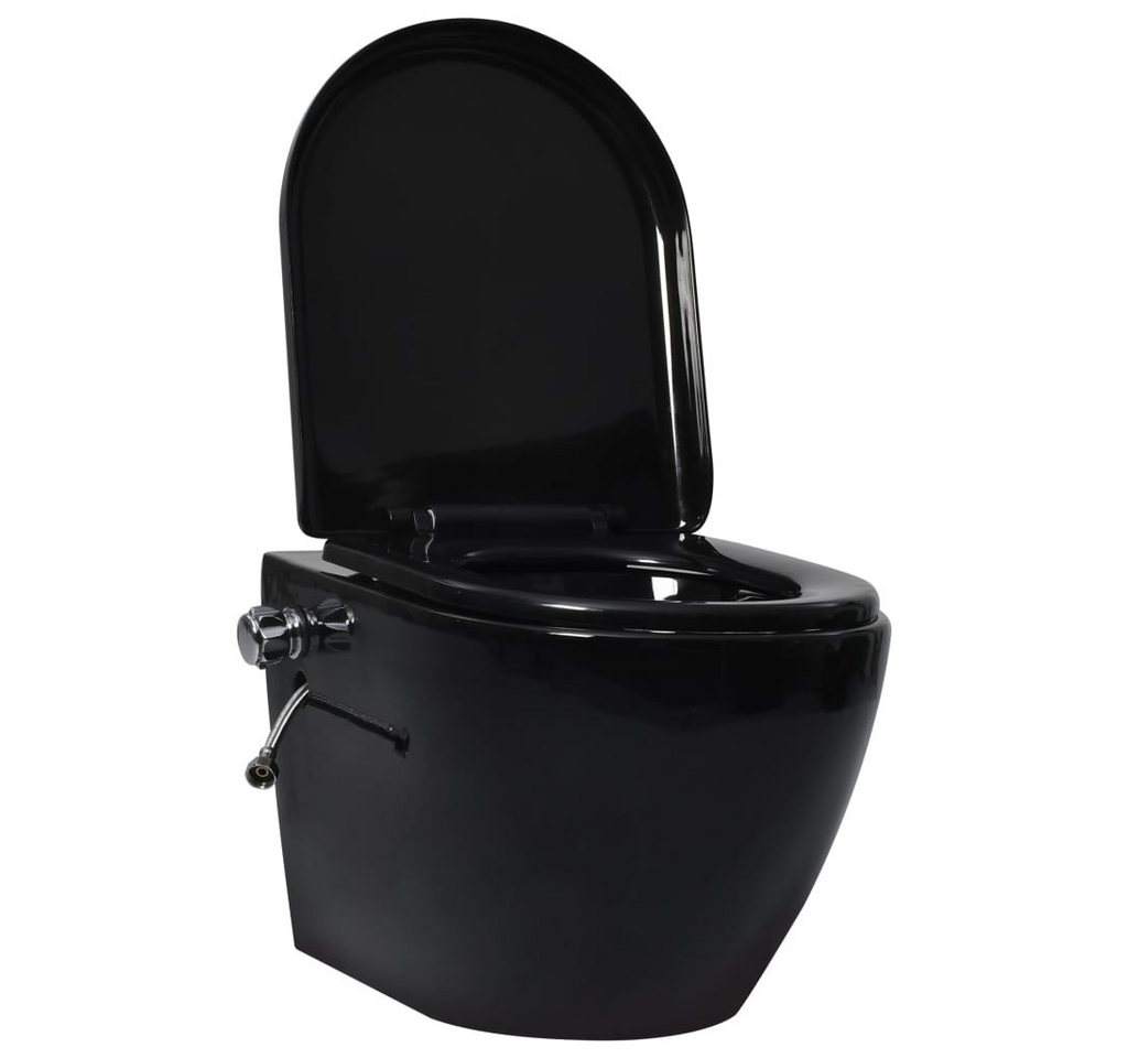 Thumbnail - vidaXL Tiefspül-WC, Wand-WC Spülrandlos Unterputz-Spülkasten Schwarz Keramik