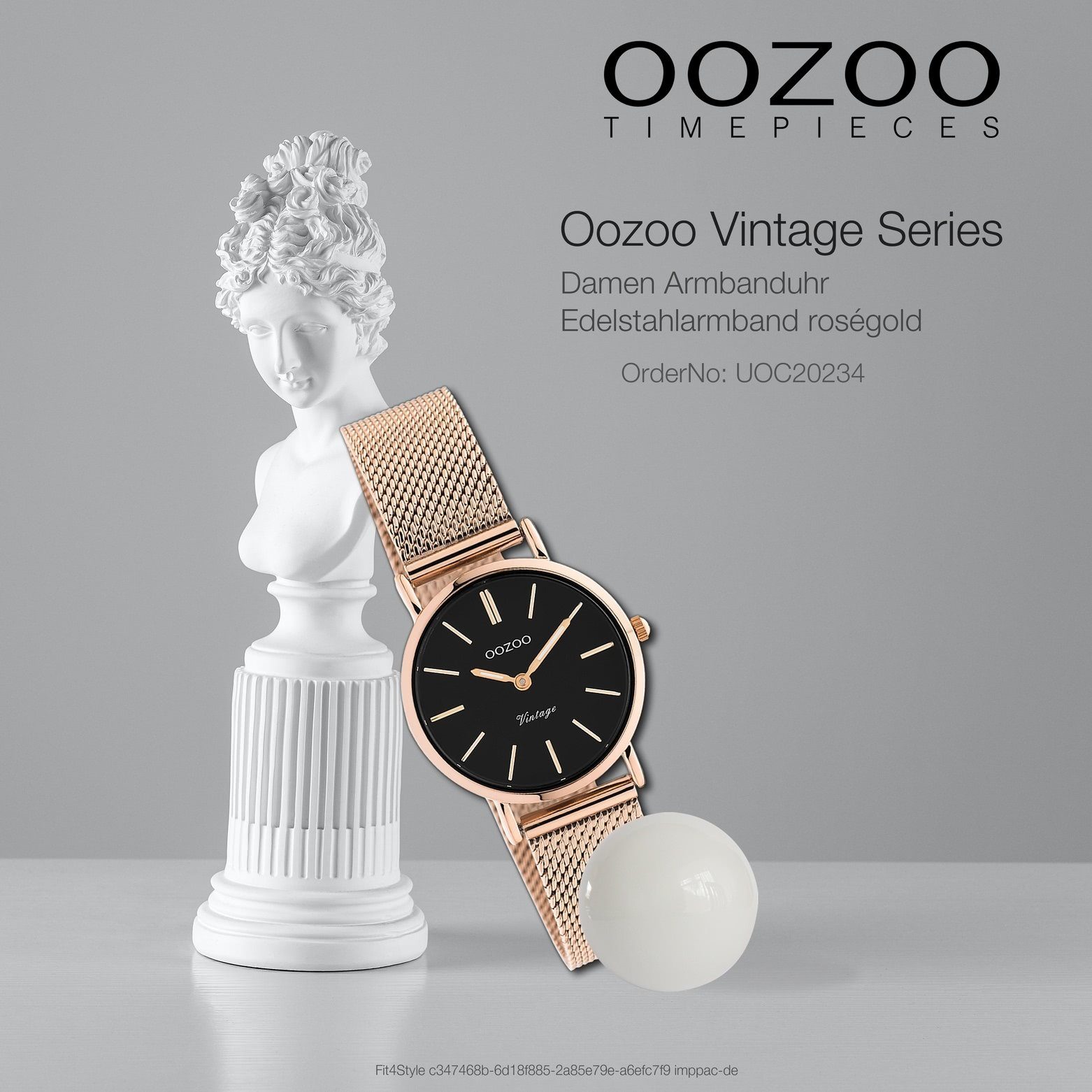 Analog, Armbanduhr Herrenuhr roségold Oozoo Damen, 28mm) (ca Unisex Elegant-Style Quarzuhr rund, OOZOO klein Edelstahlarmband,