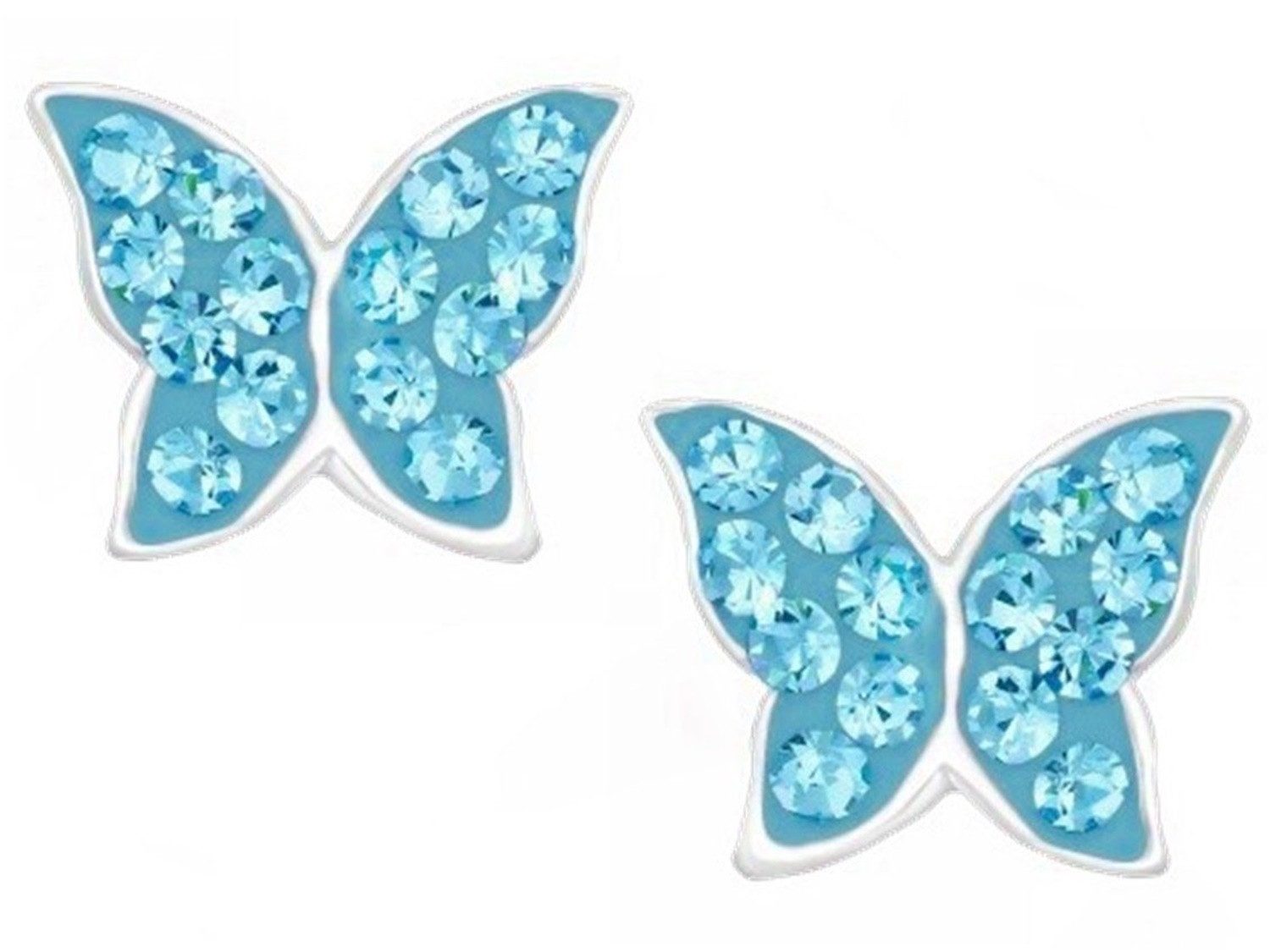 Paar Ohrstecker Schmetterling Ohrstecker Ohrringe aus 925 Sterling Silber mit Kristall