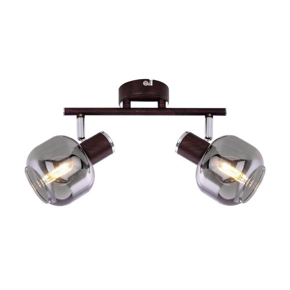 etc-shop LED Deckenspot, Leuchtmittel nicht inklusive, Glas Wohn Leuchte Lampe Bronze Spots Metall Decken Beweglich Chrom