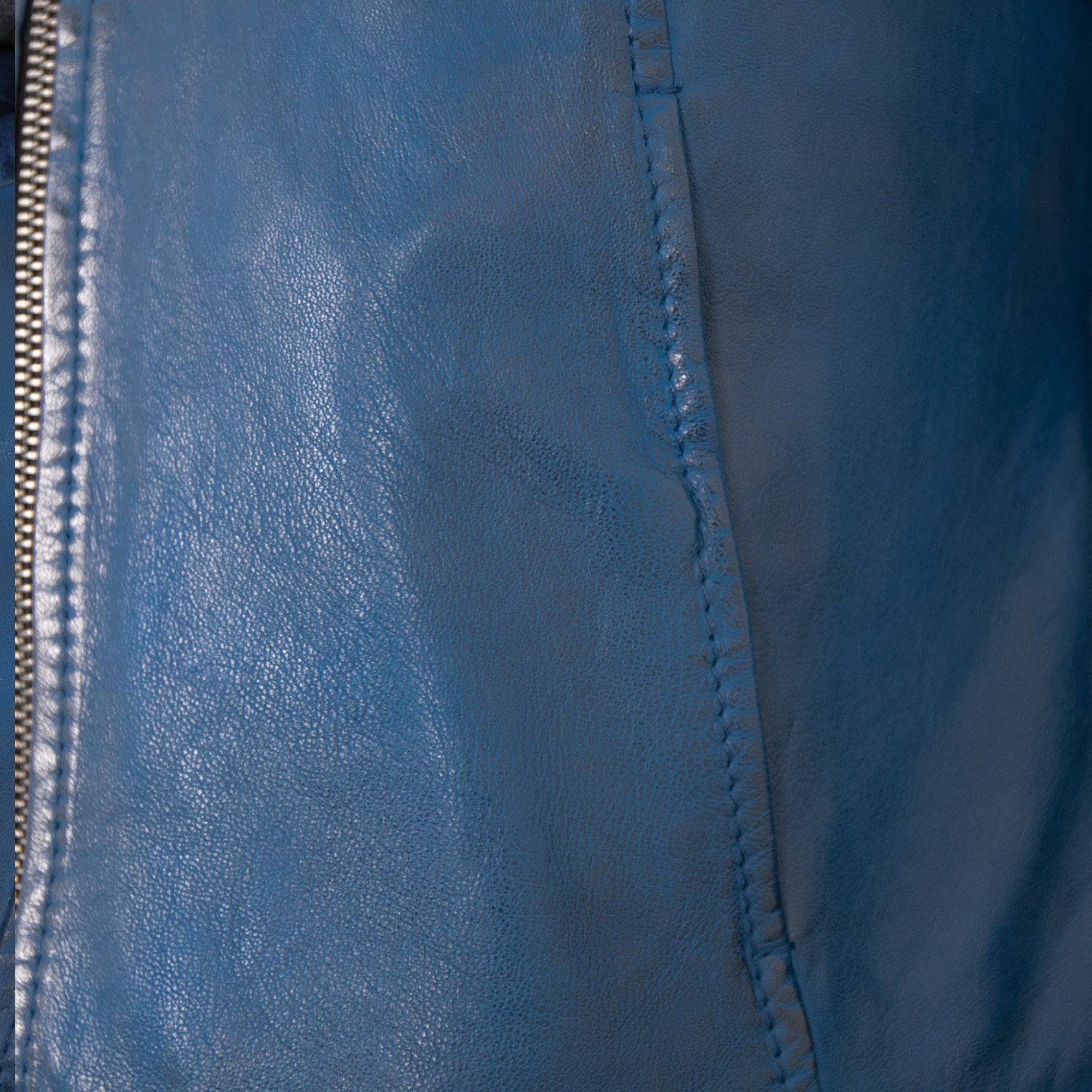 Jilani Lederjacke Ashley Jilani Collection - Damen Lederjacke Lammnappa Kapuze blau – Bild 5 von 5