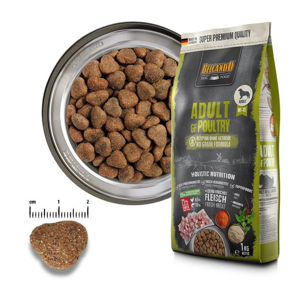 Belcando Adult GF Poultry - getreidefreies Trockenfutter mit 75% Protein, Trockenfutter für: Hunde