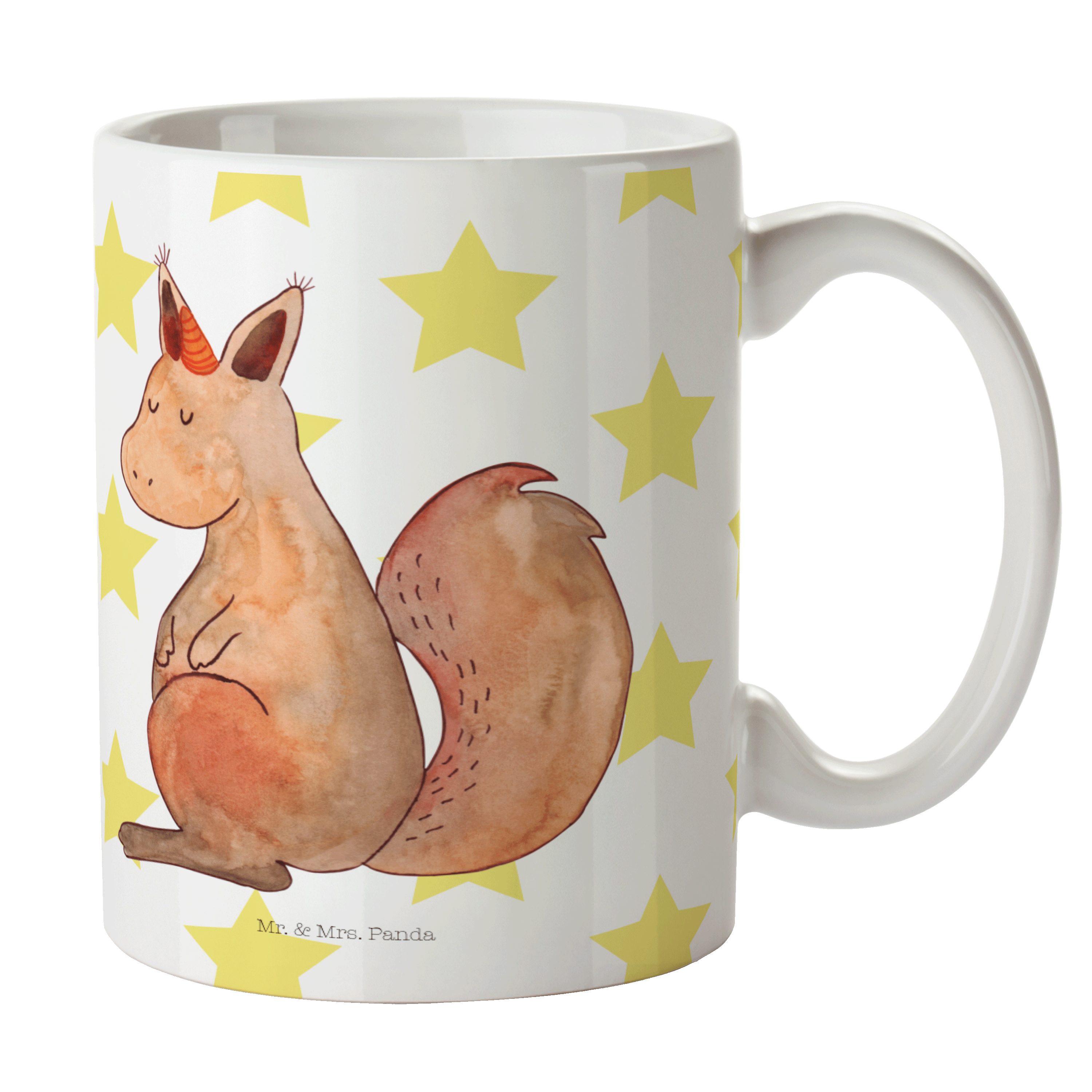 Weiß & - Tasse Kaffeebecher, Glaube Pegasus, Tasse, Geschenk, Mrs. Mr. E, - Einhörnchen Keramik Panda