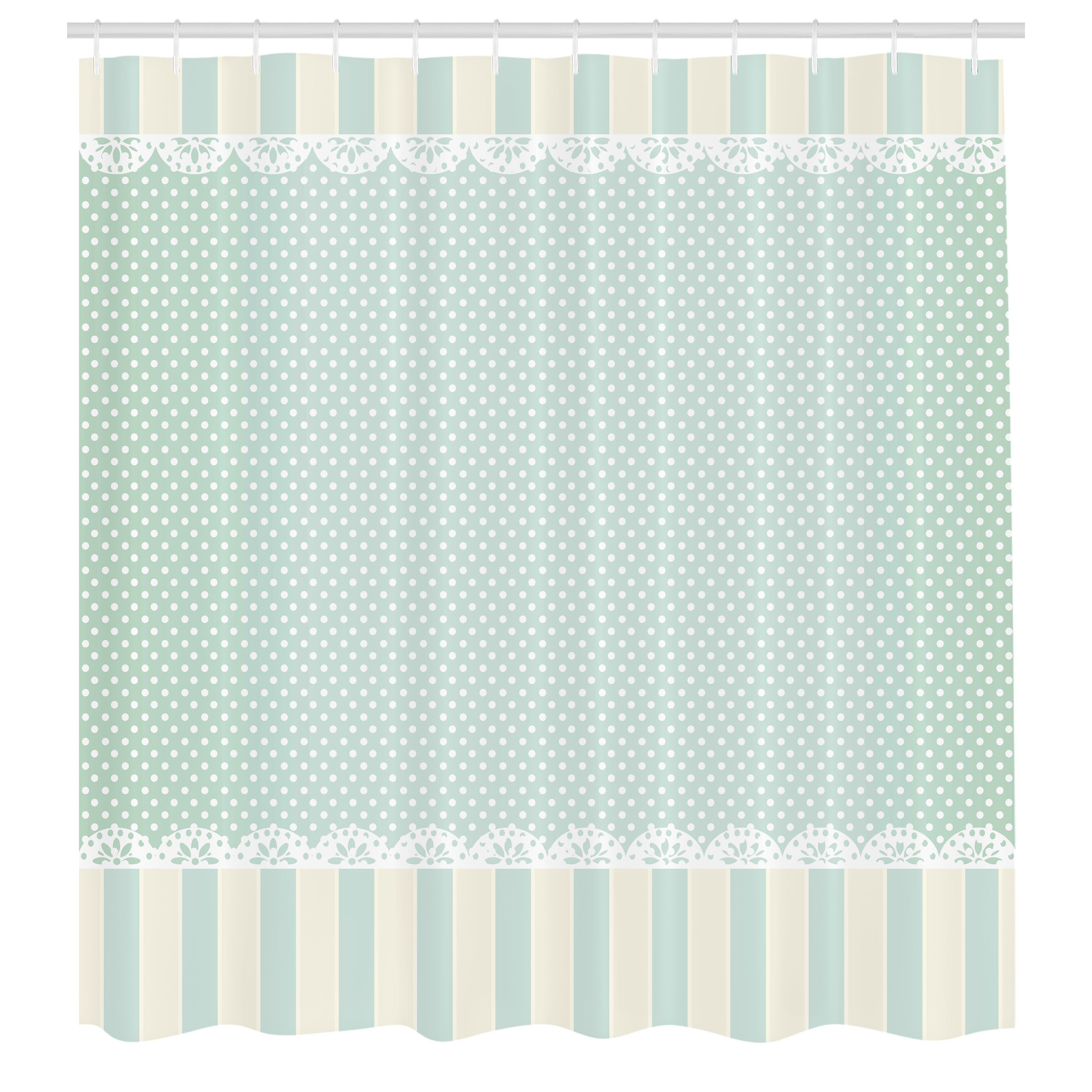 Abakuhaus Duschvorhang Moderner Digitaldruck mit 12 Haken auf Stoff Wasser Resistent Breite 175 cm, Höhe 180 cm, Shabby Chic Ornamente und Punkte