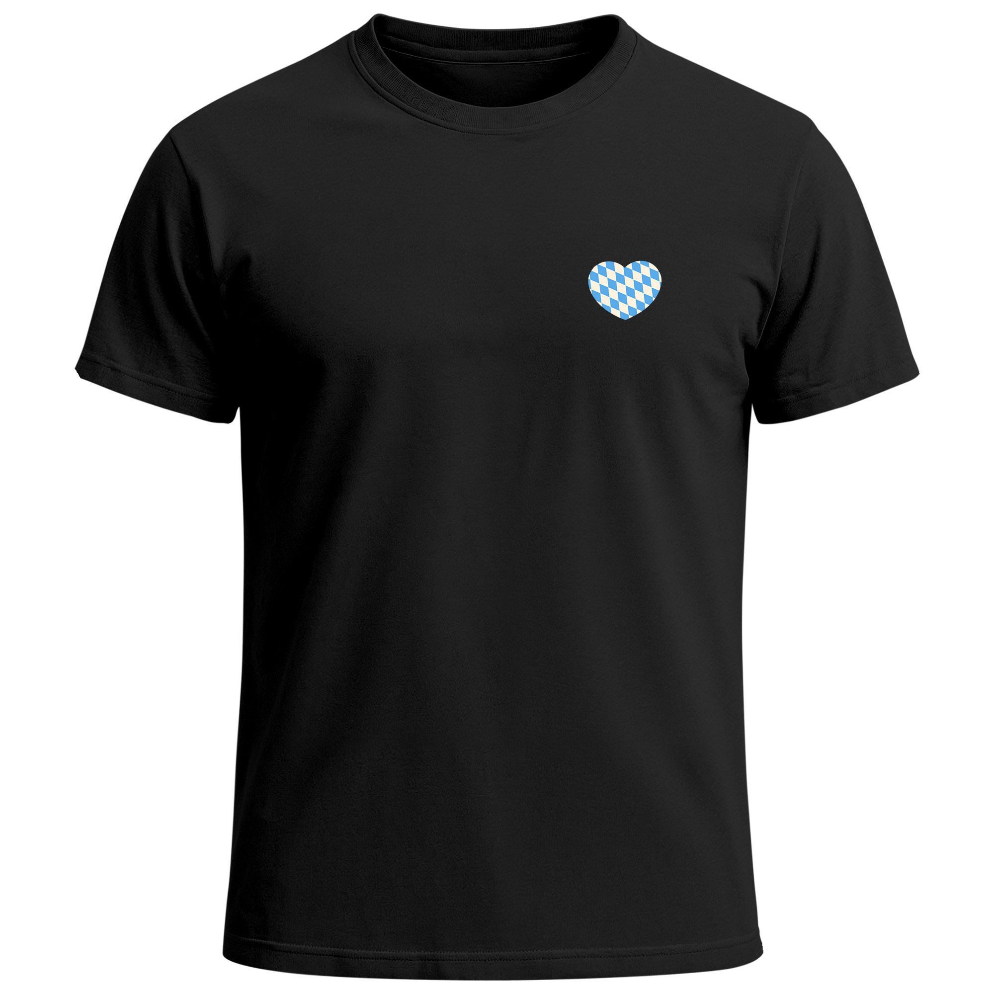Print-Shirt Herren T-Shirt für das Oktoberfest Bier Brezel Bayern Herz Brustdruck
