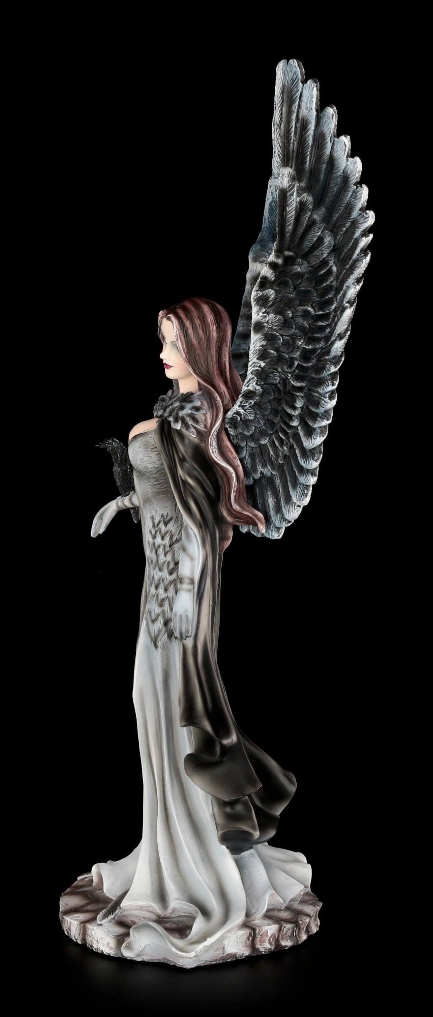 Dark Angel Figur Gothic Fantasy Engel Deko Statue Rabenkönigin auf Totenkopf 