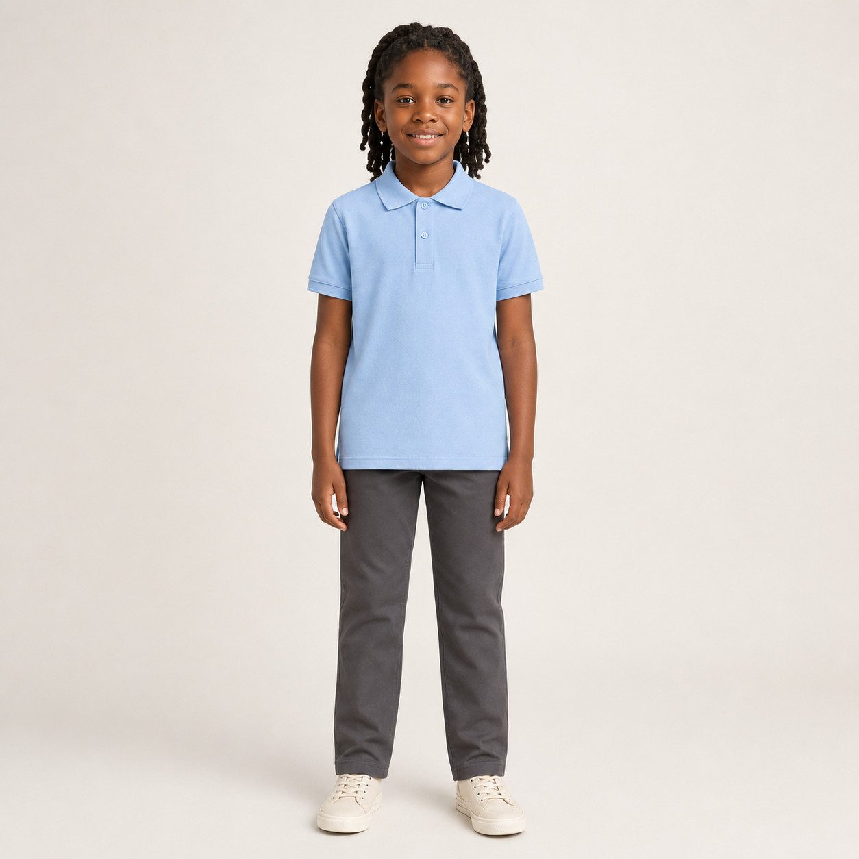 Sitztgut Poloshirt Kinder Polo-Shirt aus Bio-Baumwolle (1-tlg) Seitenschlitze, verlängertes Rückenteil und Transfer-Necklabel