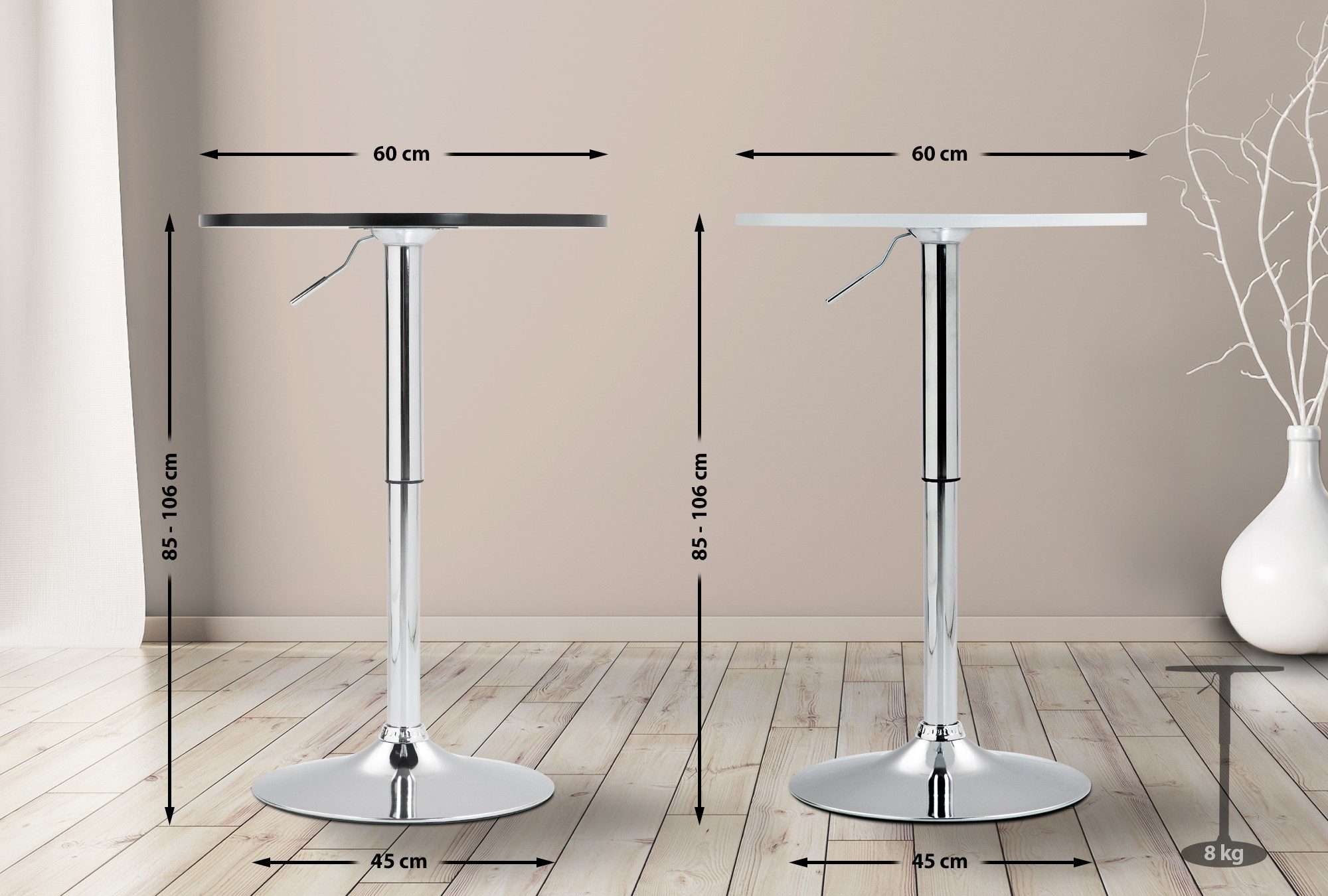 CLP Bartisch Stehtisch Lamoni, höhenverstellbar, mit Metallgestell günstig online kaufen