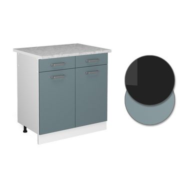 Vicco Schranksystem R-Line, Blau-Grau/Weiß, 80cm mit Schubladen und Türen, mit AP