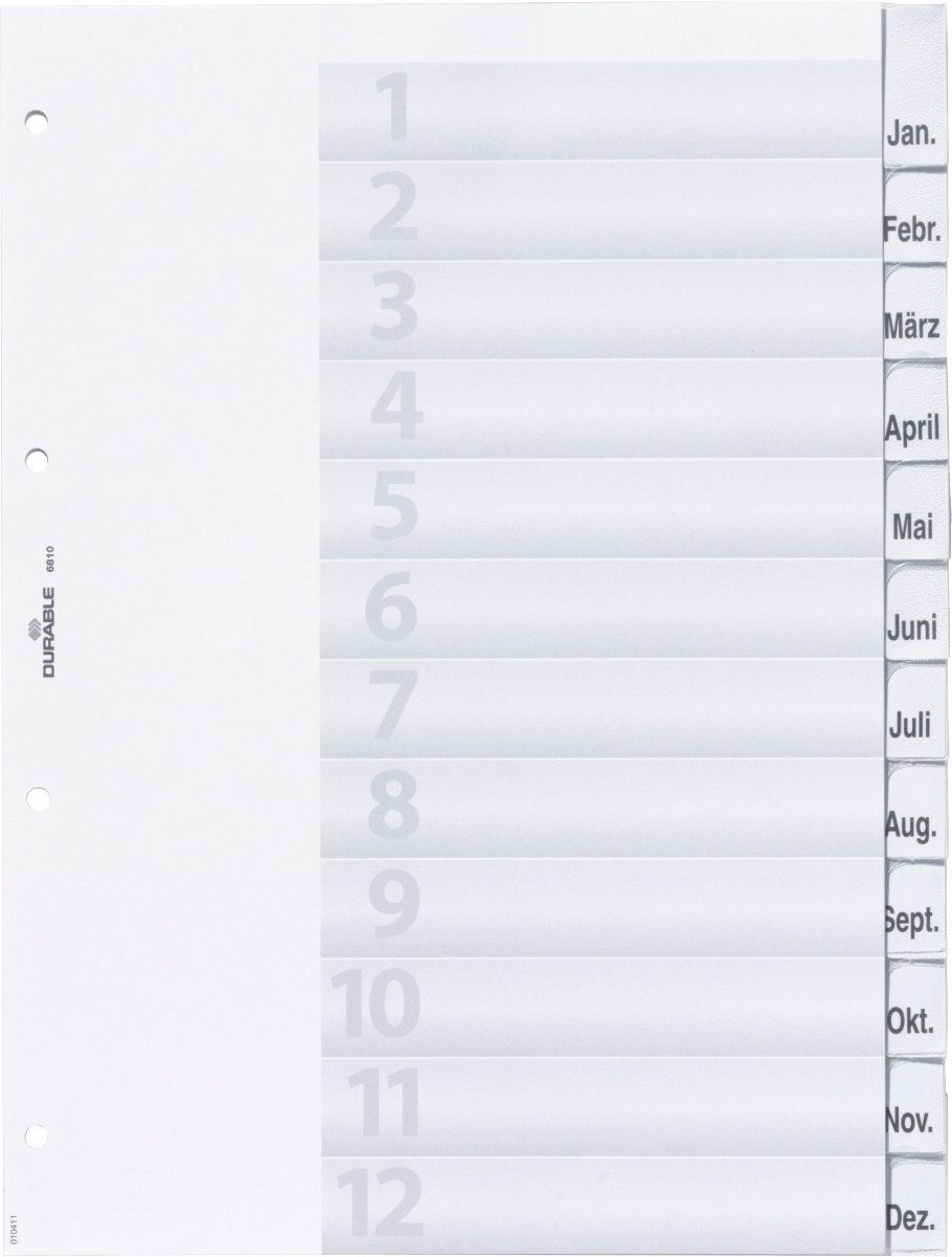DURABLE Aktenordner Register A4 Januar-Dezember transparent