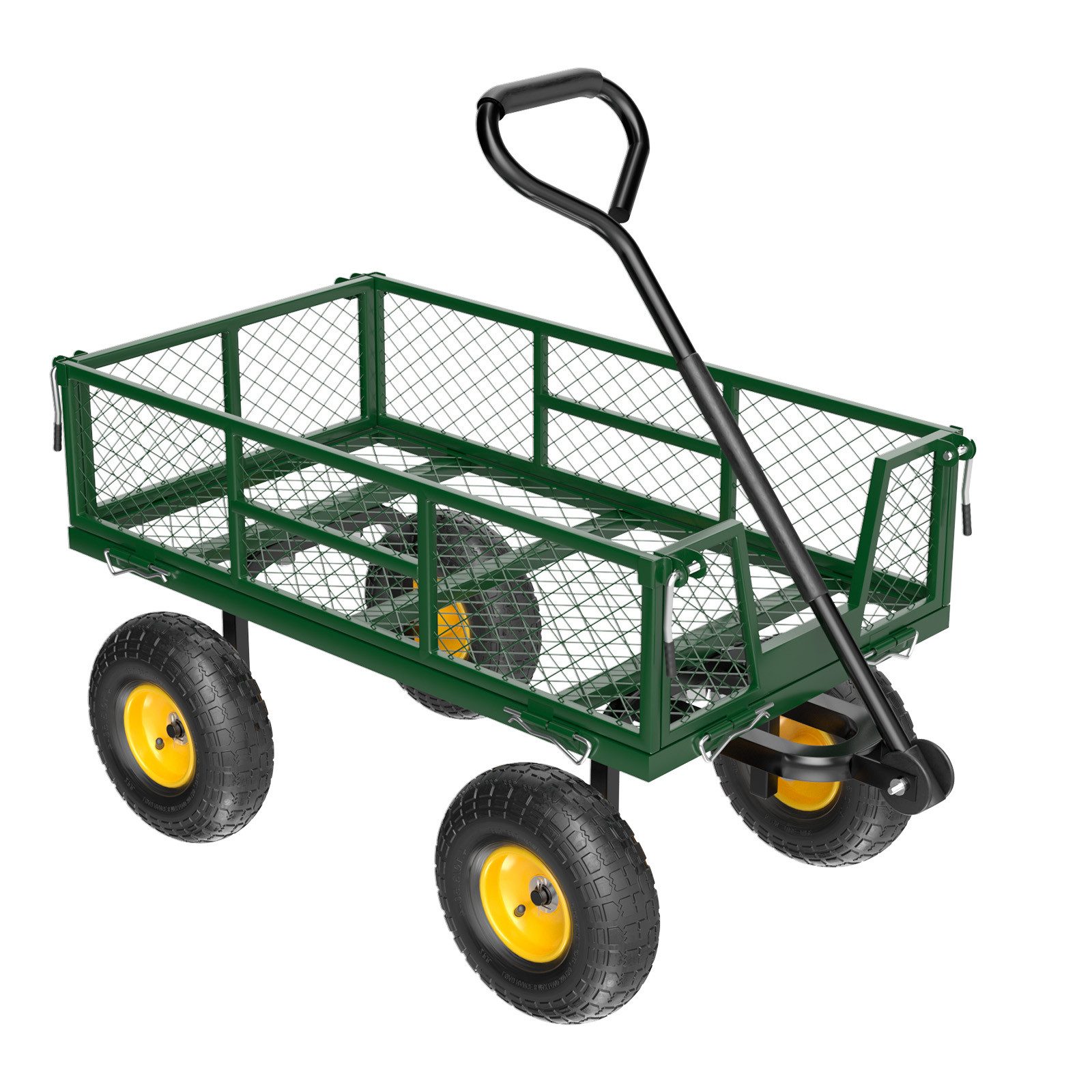 VINGLI Bollerwagen Gartenwagen mit Kippfunktion, Schubkarre mit 4 Rädern