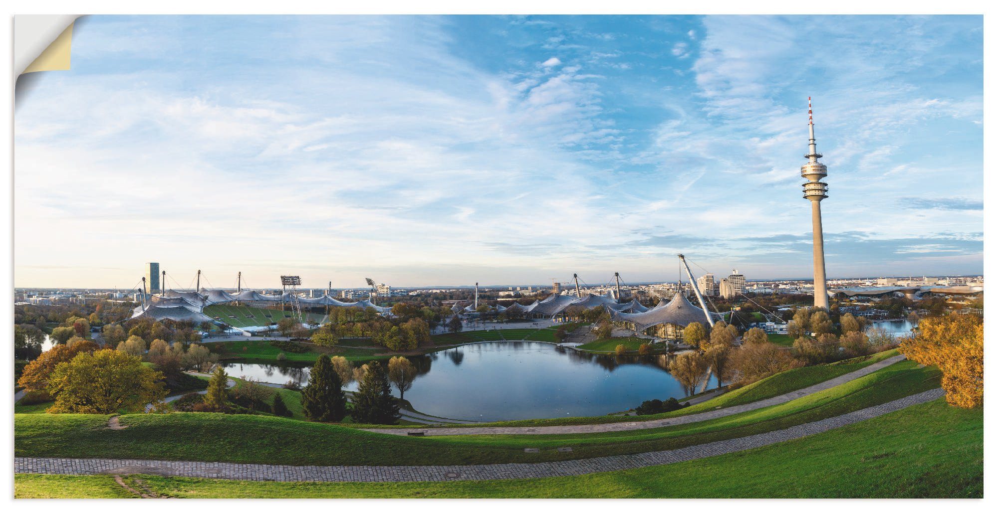 Artland Wandbild Olympiapark in München, Deutschland (1 St), als Alubild, Leinwandbild, Wandaufkleber oder Poster in versch. Größen
