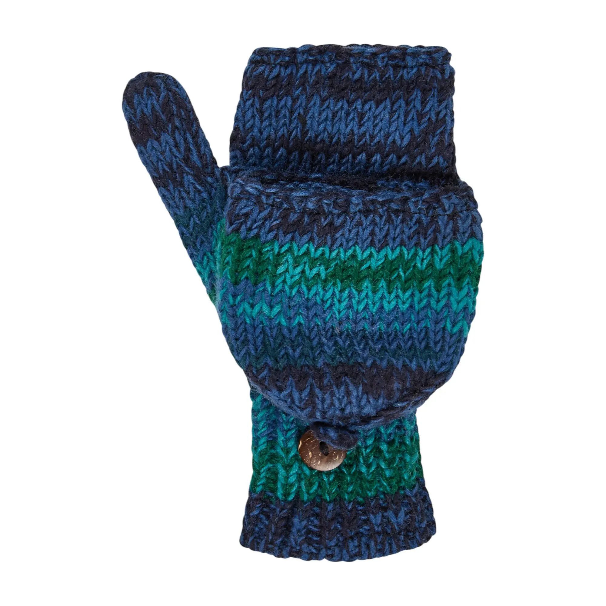 THC Natural Line Strickhandschuhe THC Klapphandschuhe 806 blau (1-St., 1 Paar) abklappbare Fingerspitzen
