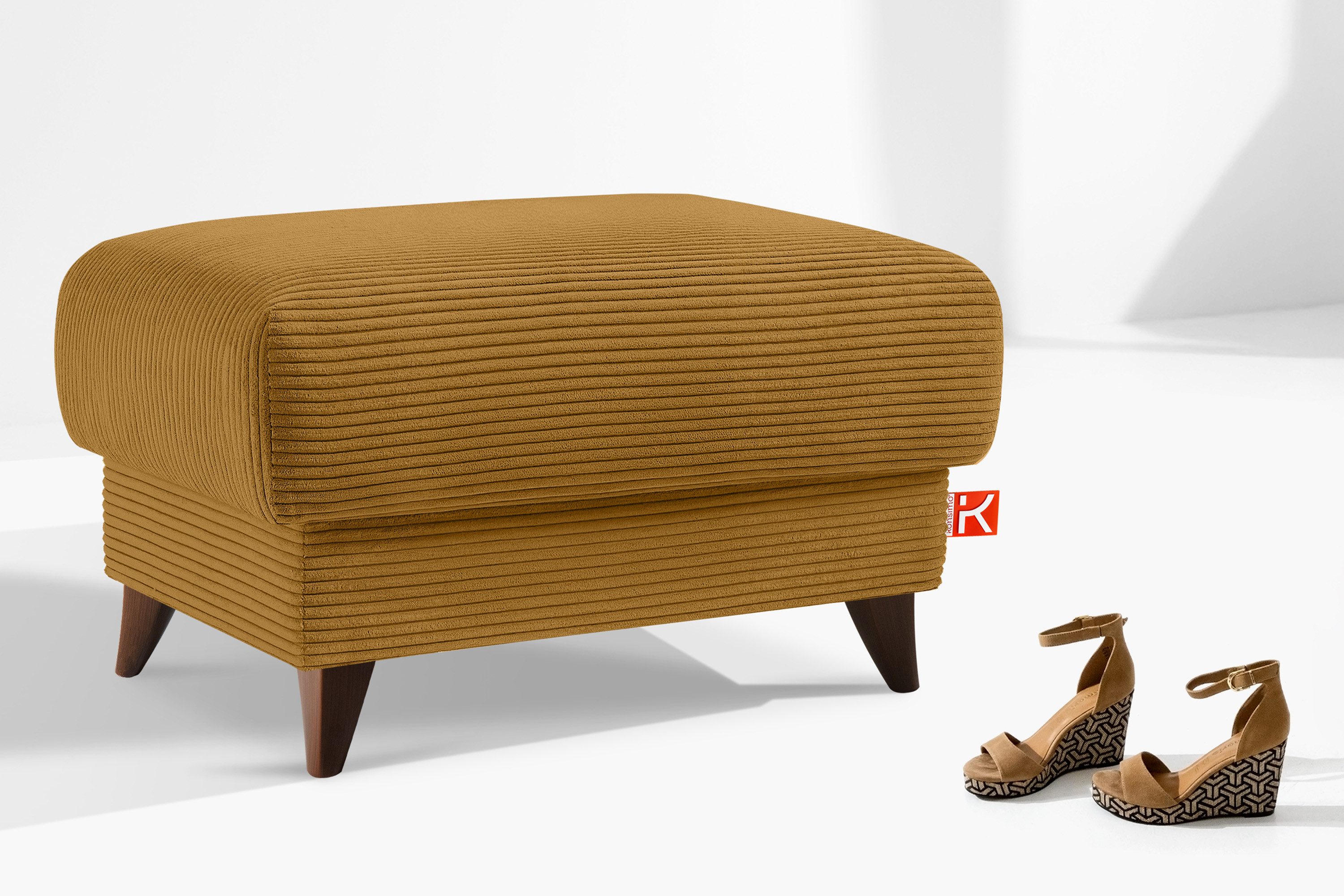 KONSIMO® Sitzhocker mit Stauraum GUSTAVO hergestellt in der EU, handgefertigt, braun Füße 13 cm, Elegant