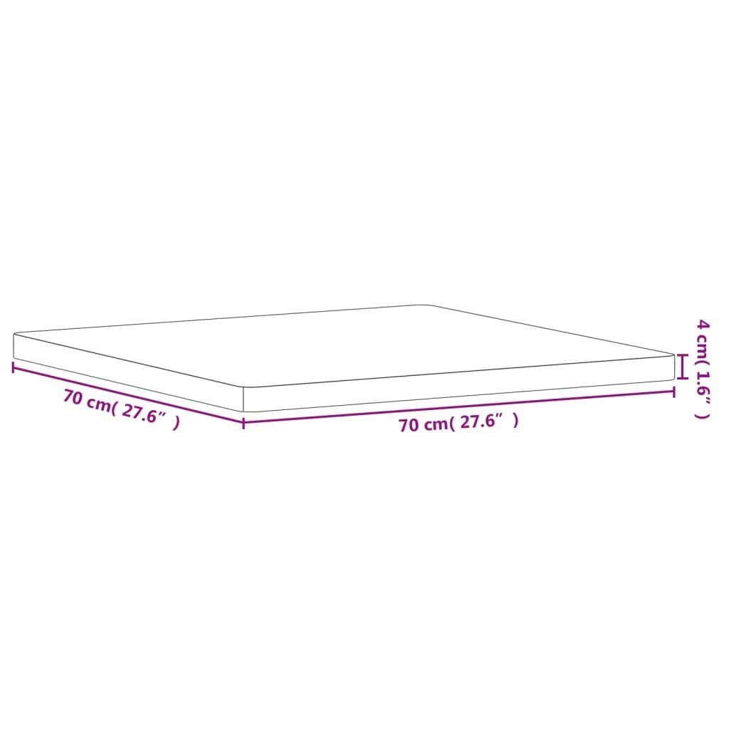 Quadratisch furnicato Buche Tischplatte 70x70x4 cm Massivholz