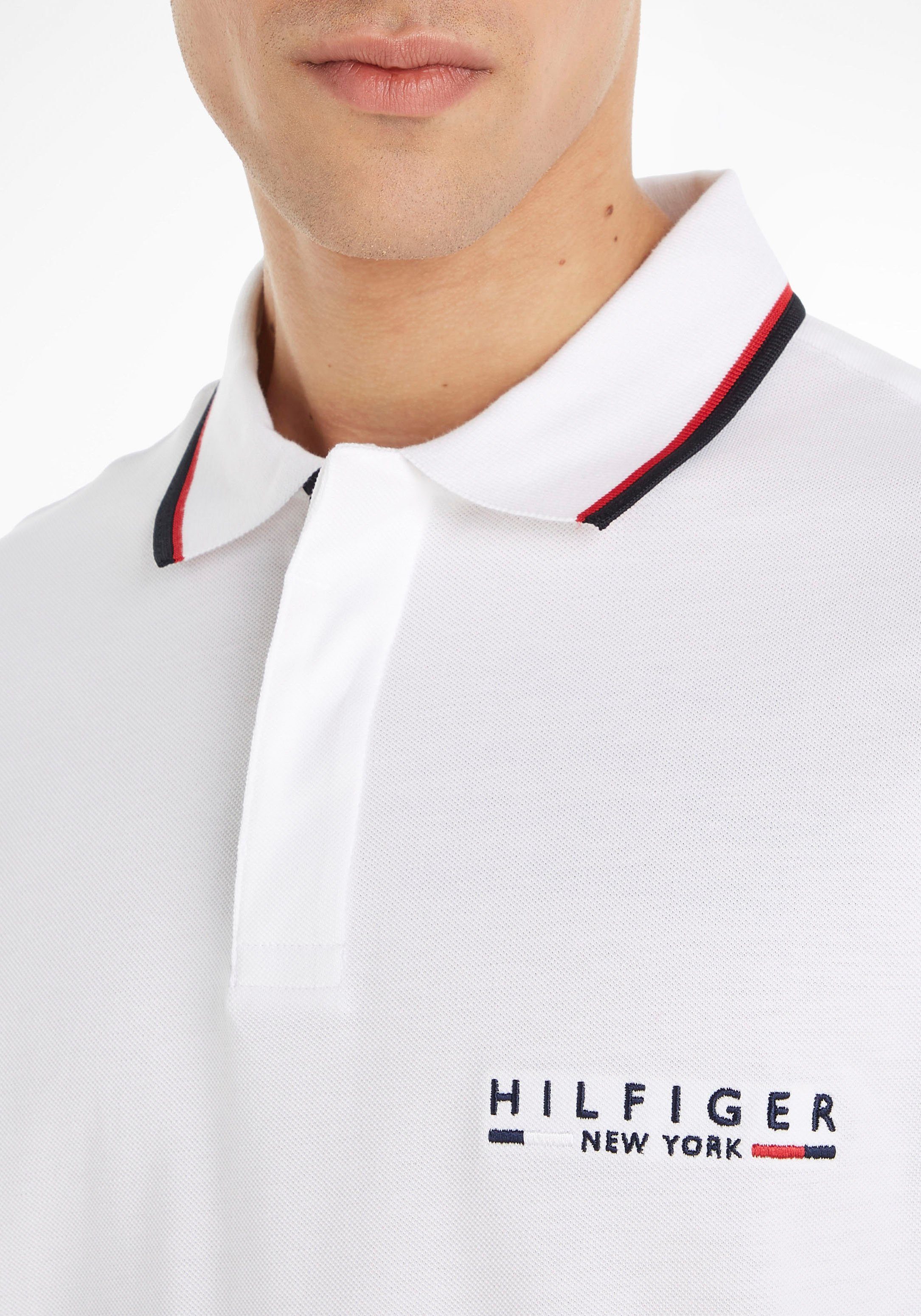 Tommy Hilfiger Poloshirt Logotape White LOVE POLO Kragen REG BRAND mit am LOGO