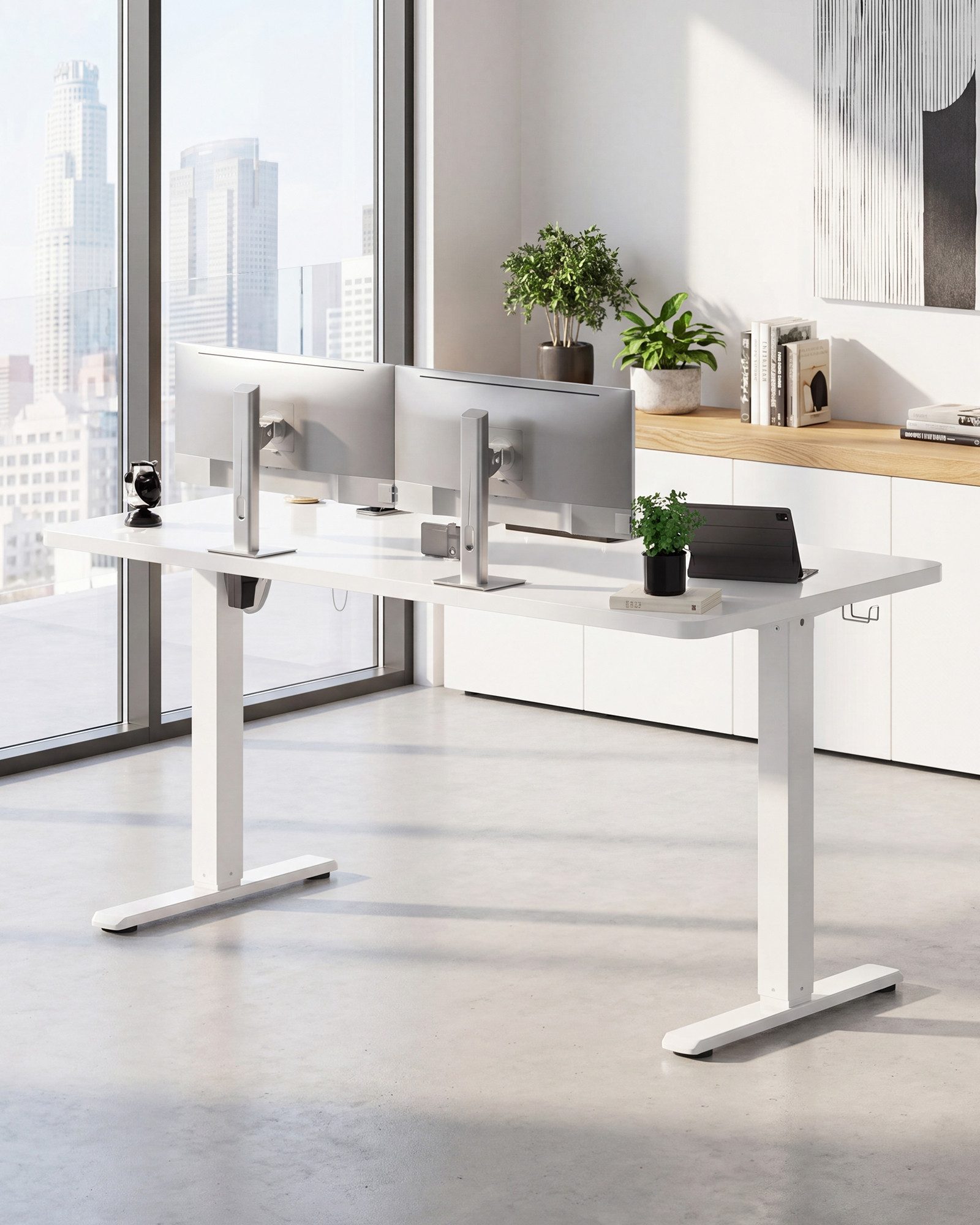 HOMALL Schreibtisch Schreibtisch Höhenverstellbarer mit Gedächtnis und Sitzerinnerung (2-lagige Hohenverstellung mit sitzender Erinnerungsfunktion und USB-Ladeanschluss)