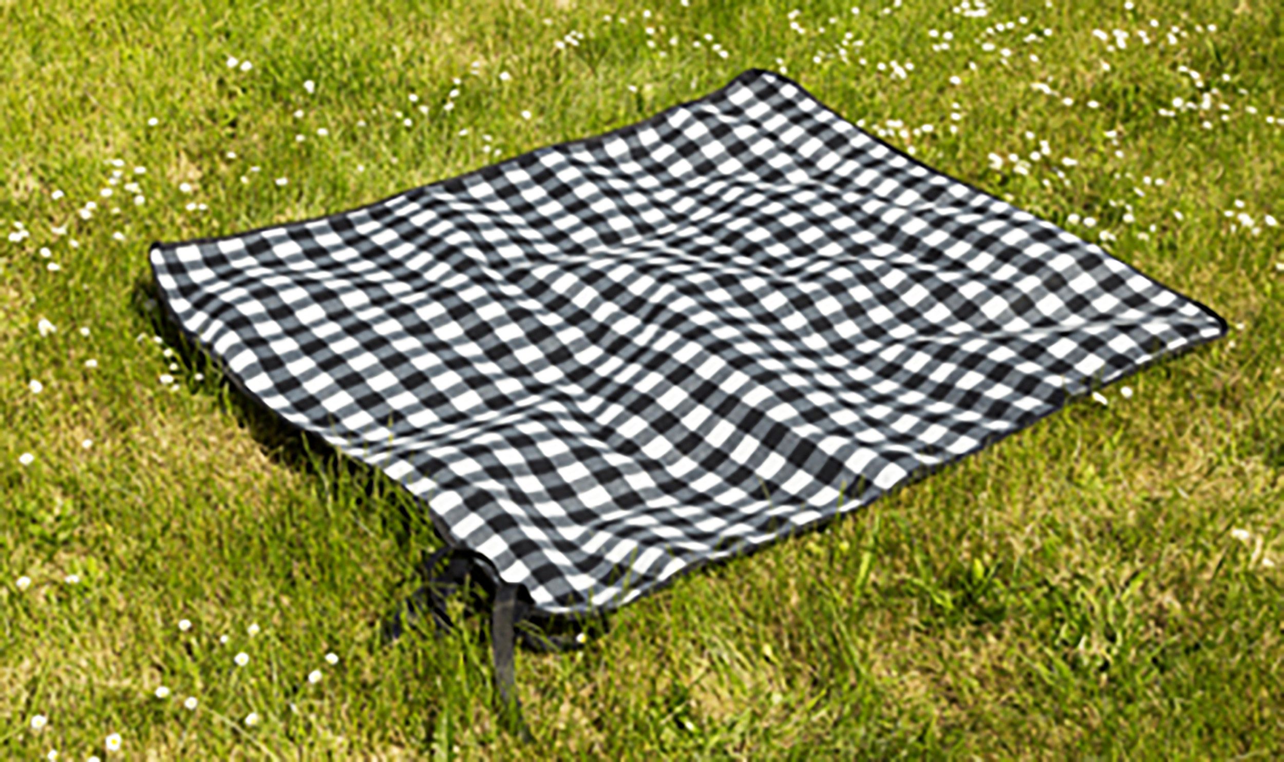 Picknickdecke PICKNICK-DECKE 120x135cm Schwarz/Weiss Befestigungsclips Fahrräder 23, Stolz GmbH, Polyester wasserdicht Fahrrad Picknickdecke Reisedecke Campingdecke