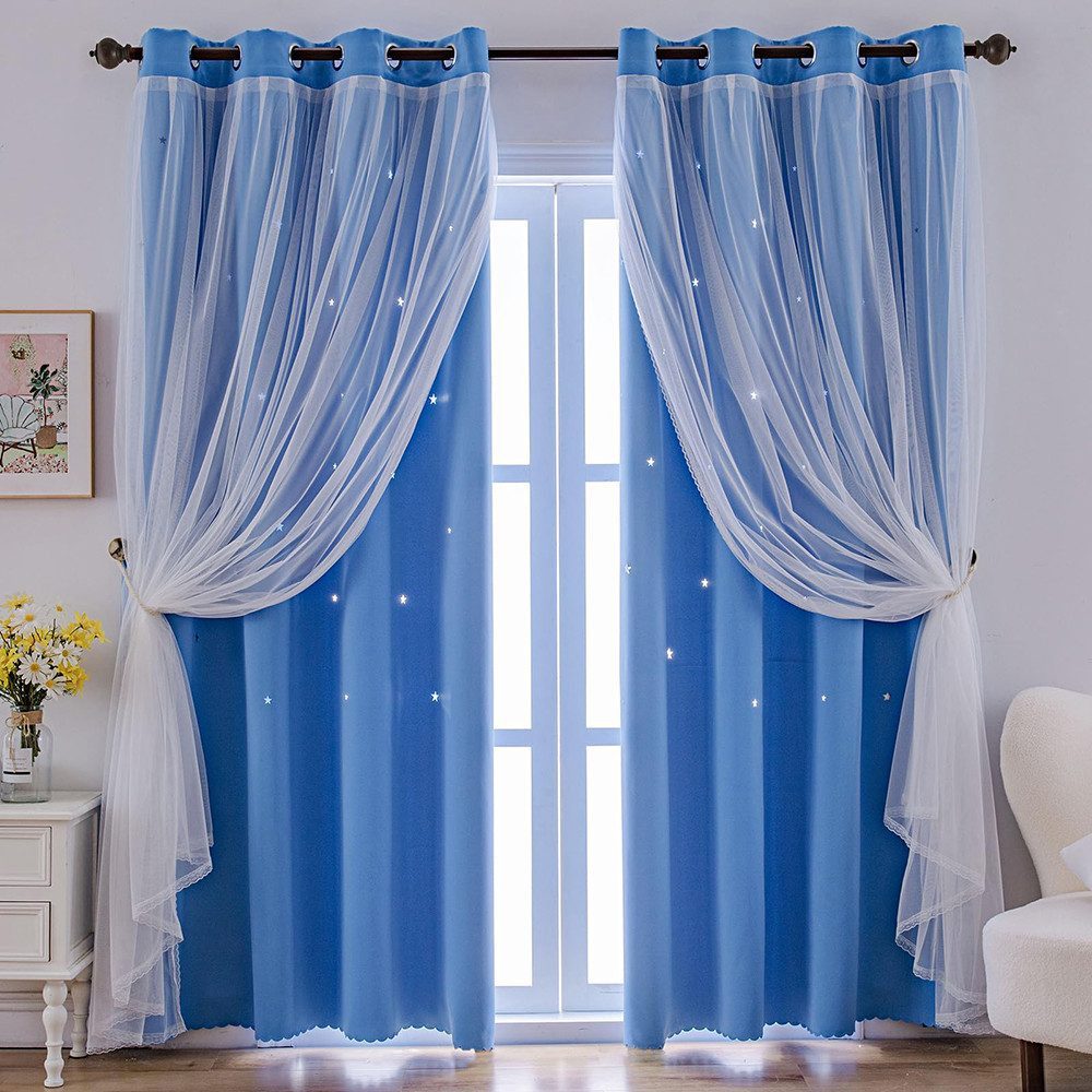 FOUORTUNATE-BEE Gardine Vorhänge Blickdicht Kinderzimmer Halbtransparent (2 günstig online kaufen