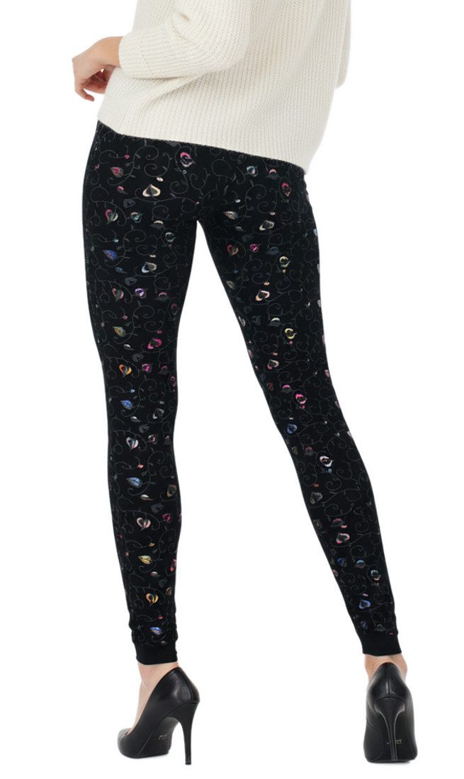dy_mode Thermoleggings Thermo Leggings Damen Winterleggings Gefütterte Hose Mit Glanz Muster Innenfutter